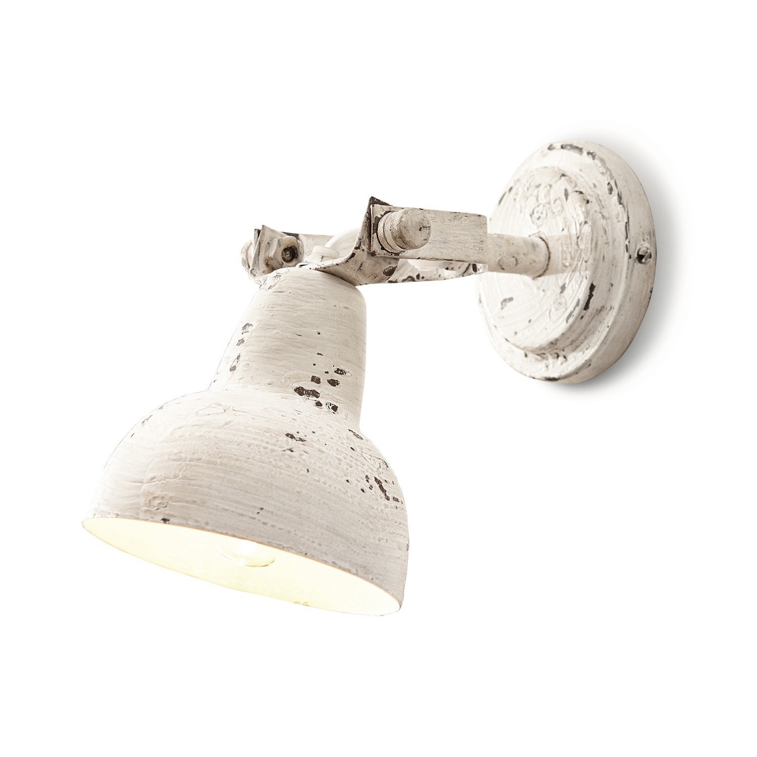 Lampada da parete Rieke Applique da parete in metallo stile vintage bianco effetto usurato per illuminazione
