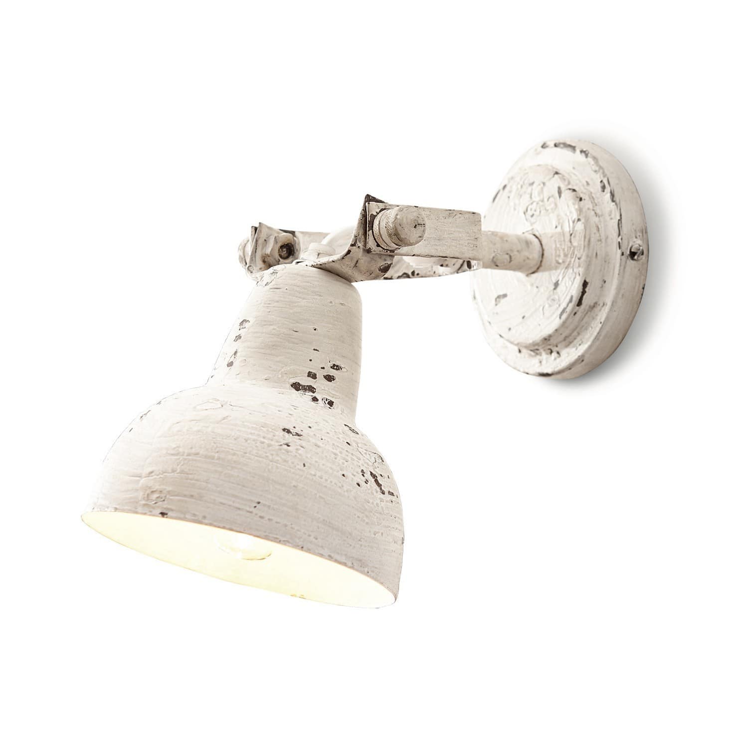 Lampada da parete Rieke Applique da parete in metallo stile vintage bianco effetto usurato per illuminazione