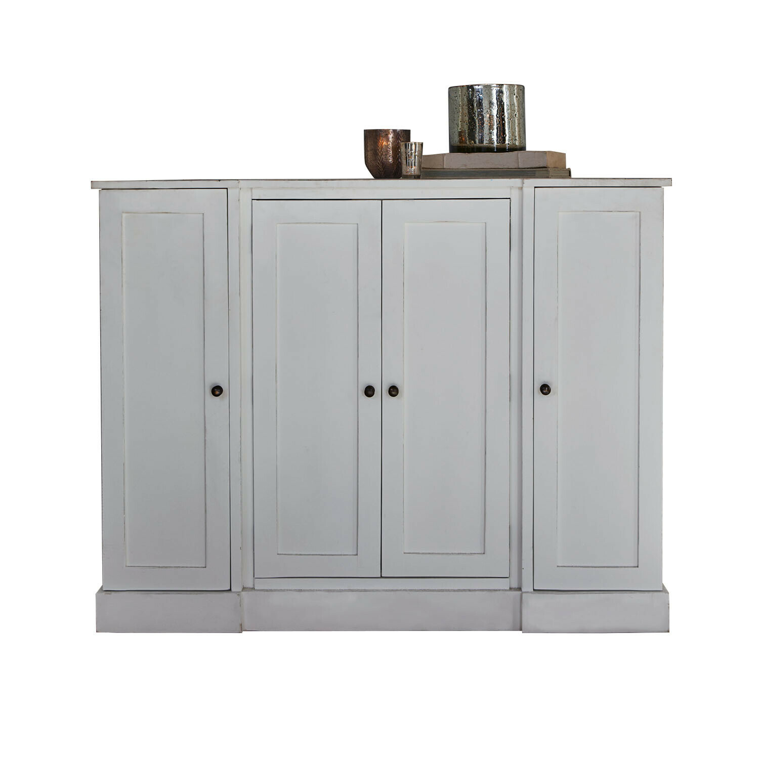 Credenza bassa Greymont Credenza bianca in legno con quattro ante e maniglie in metallo per riporre in soggiorno