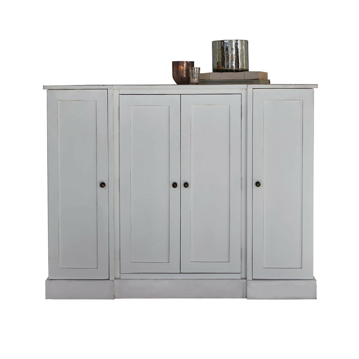 Credenza bassa Greymont Credenza bianca in legno con quattro ante e maniglie in metallo per riporre in soggiorno