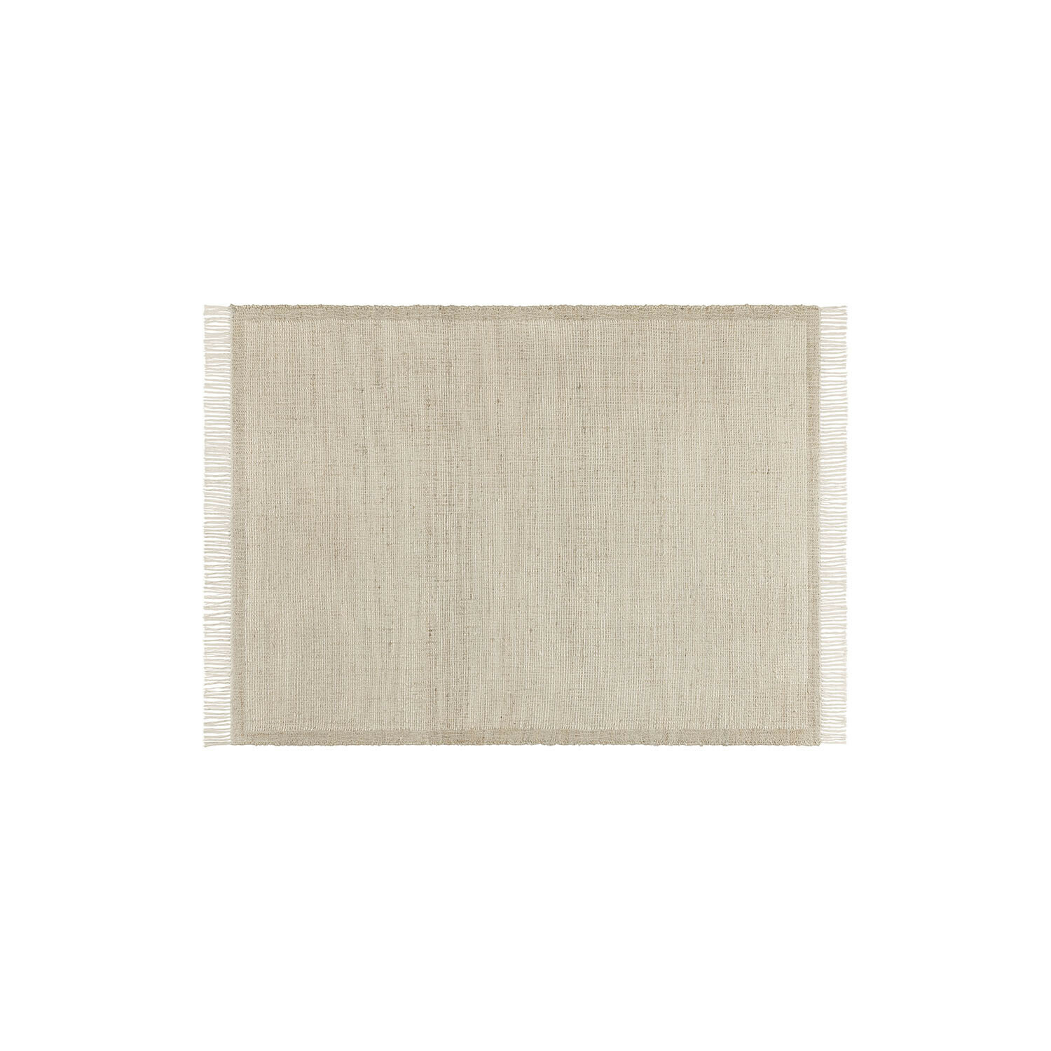 Tappeto Placidia Tappeto rettangolare beige in materiale naturale con frange, ideale per soggiorno o camera da letto