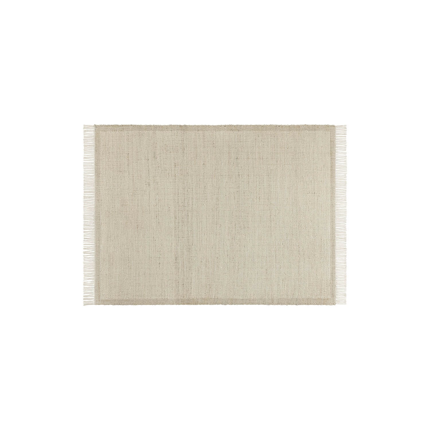 Tappeto Placidia Tappeto rettangolare beige in materiale naturale con frange, ideale per soggiorno o camera da letto