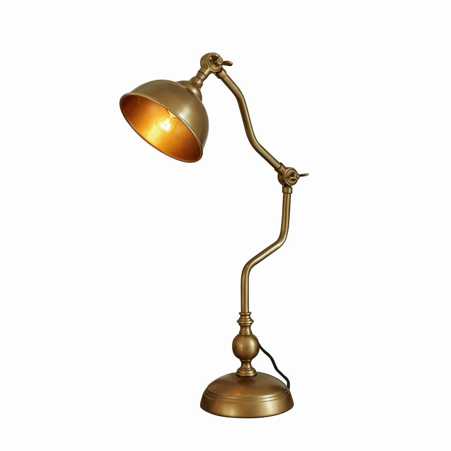 Lampada da tavolo Harrowden Lampada da tavolo in metallo dorato con braccio regolabile e luce calda per ufficio e casa