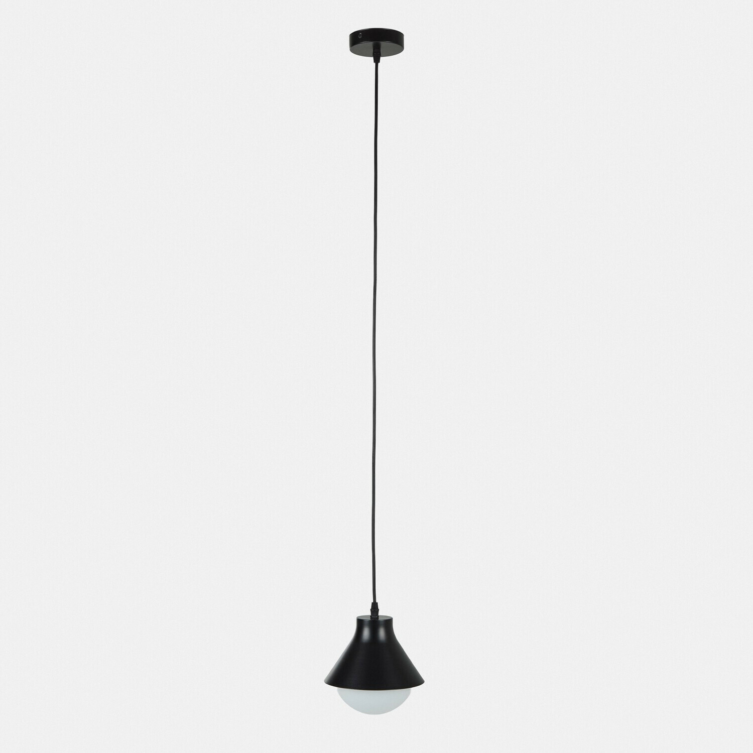 Lampada a sospensione Térélune Lampada a sospensione nera in metallo con paralume bianco, illuminazione moderna per interni