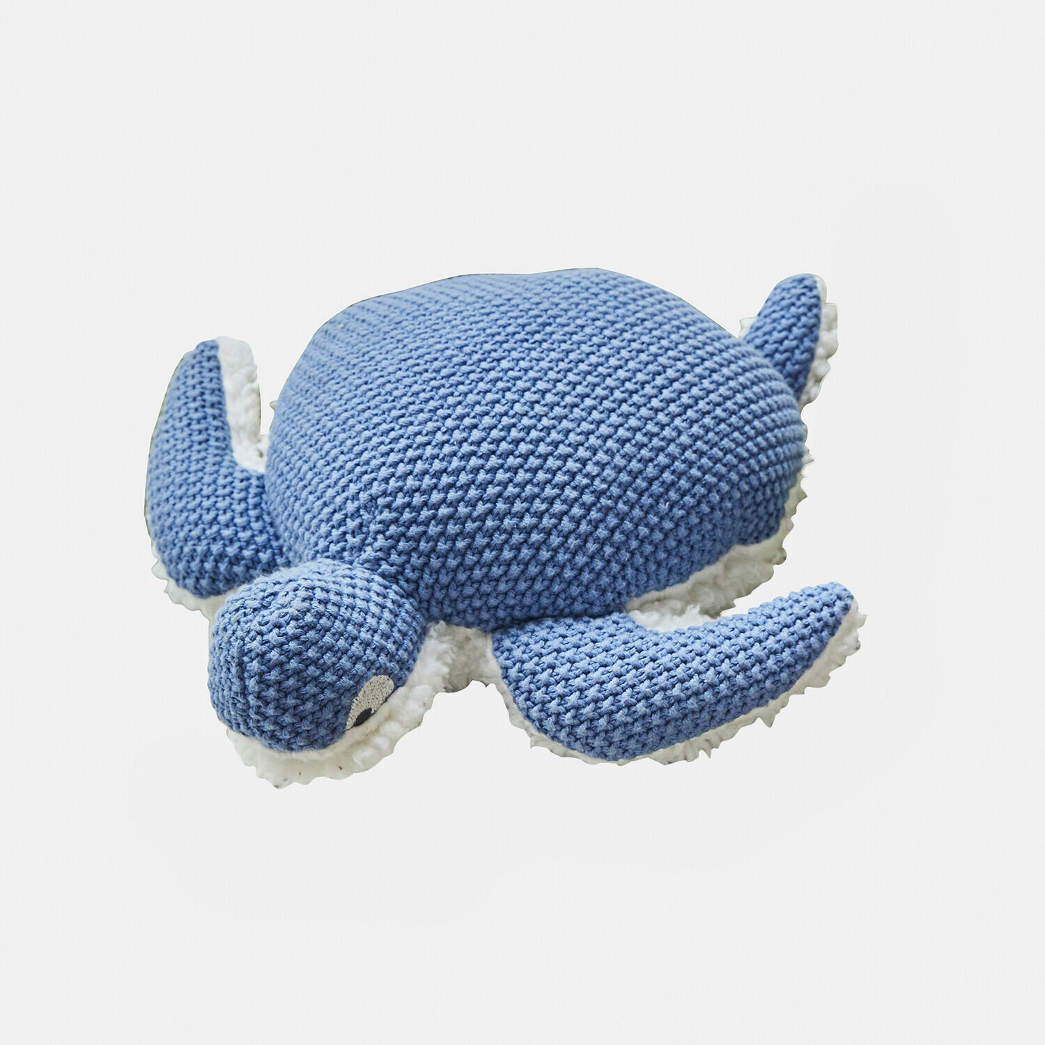 Peluche Lomencia Cuscino morbido azzurro a forma di tartaruga in maglia con bordo bianco, decorazione per cameretta