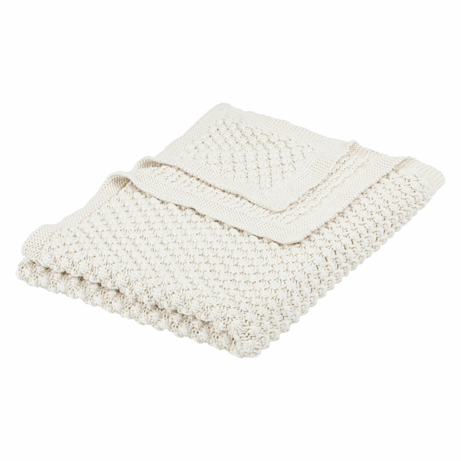 Coperta Tremes Coperta crema in cotone lavorata a mano con motivo decorativo, ideale per soggiorno e camera da letto
