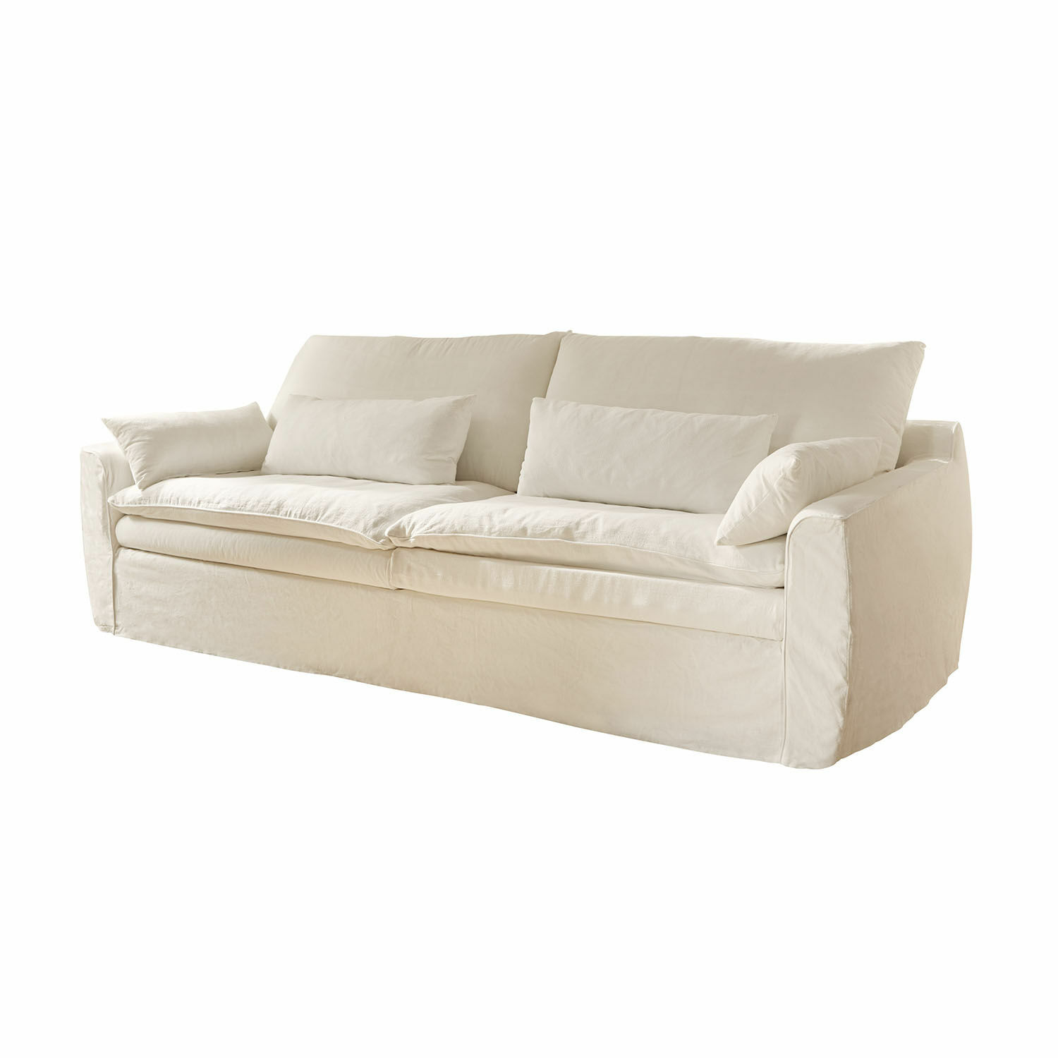 Divano Dunhaven Divano beige in tessuto con cuscini morbidi, comodo salotto, mobili per soggiorno