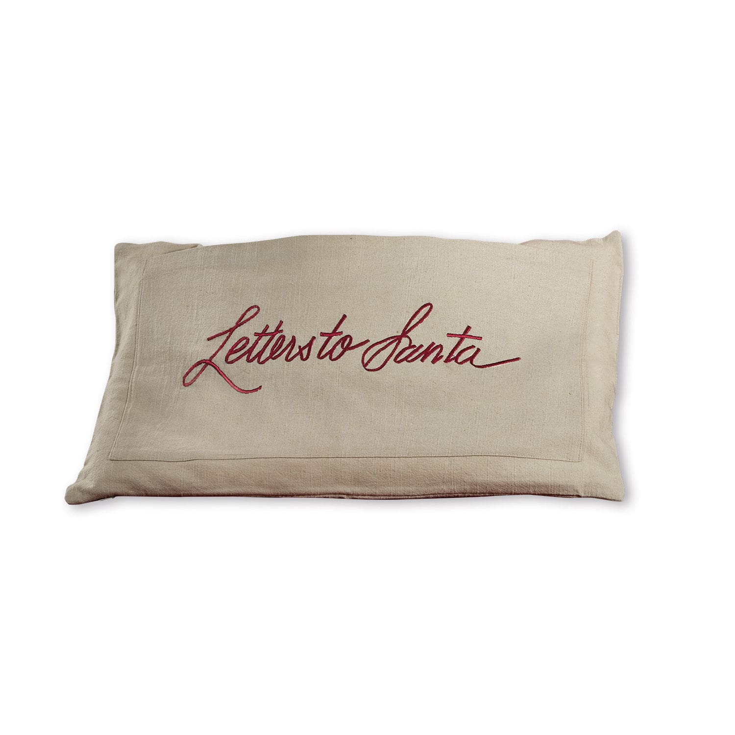 Copricuscino Welenzas Federa in lino beige con scritta rossa Letters to Santa, decorazione natalizia
