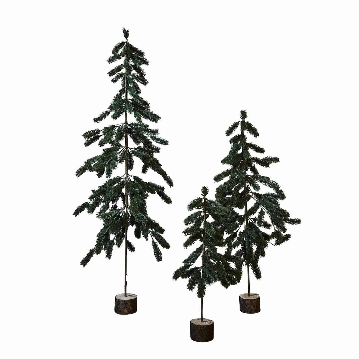 Set di 3 alberelli di Natale Lorin Tre alberi di Natale artificiali verdi con base in legno per decorazioni festive