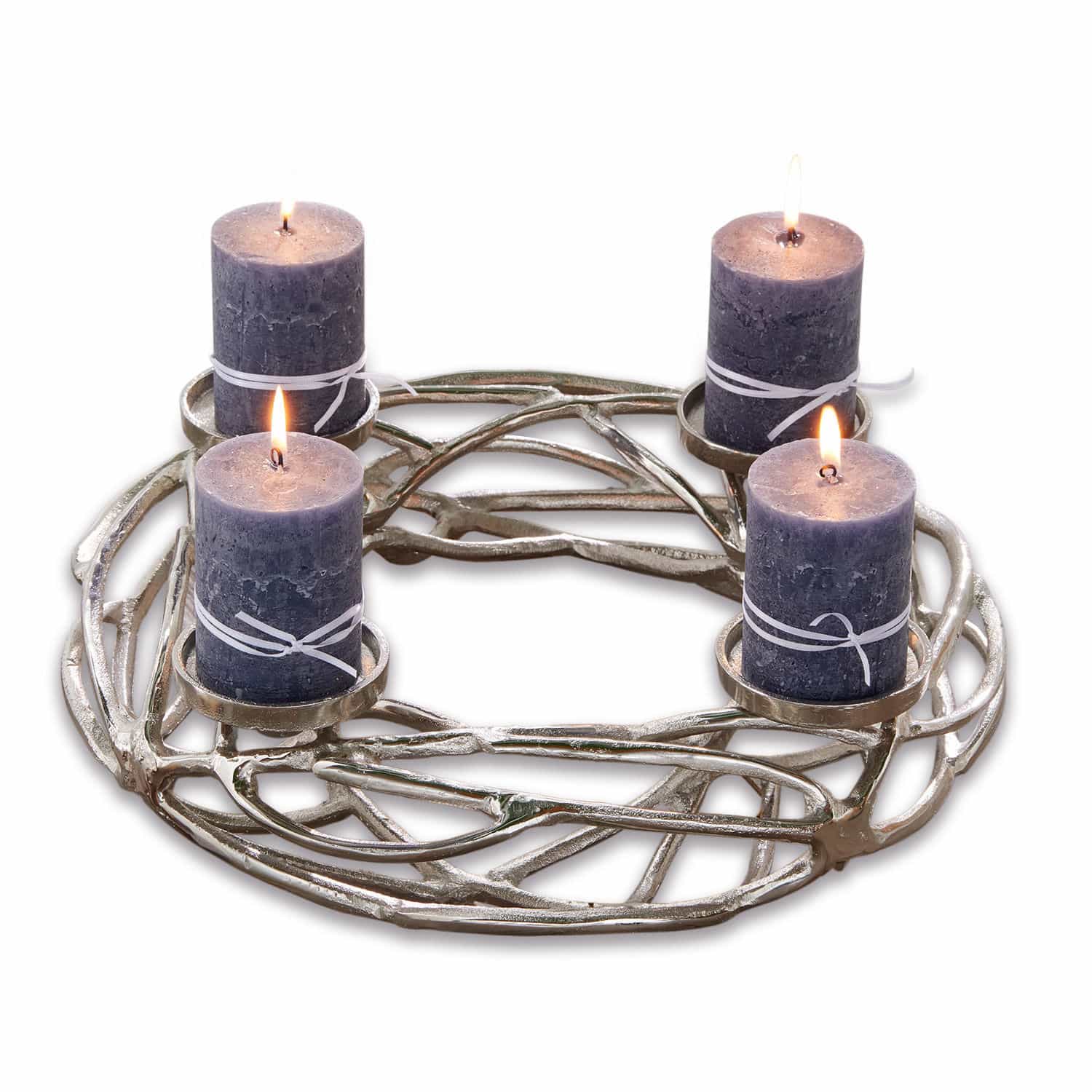 Ghirlanda portacandele Coldfield Corona d'Avvento in metallo con quattro candele viola per decorazioni natalizie interne