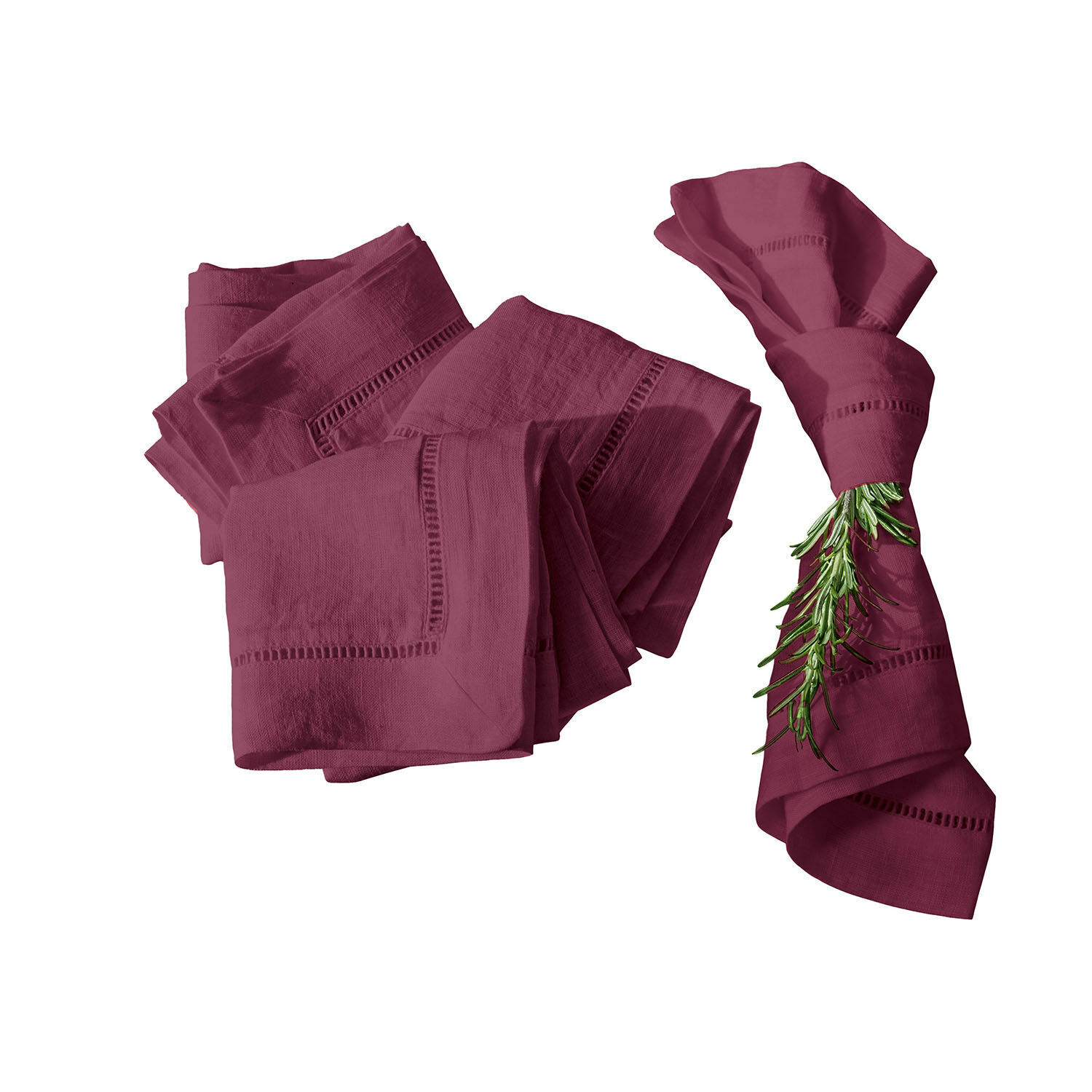 bordeaux Set di 4 tovaglioli in lino bordeaux Covent Garden con ricamo decorativo, ideale per decorare la tavola
