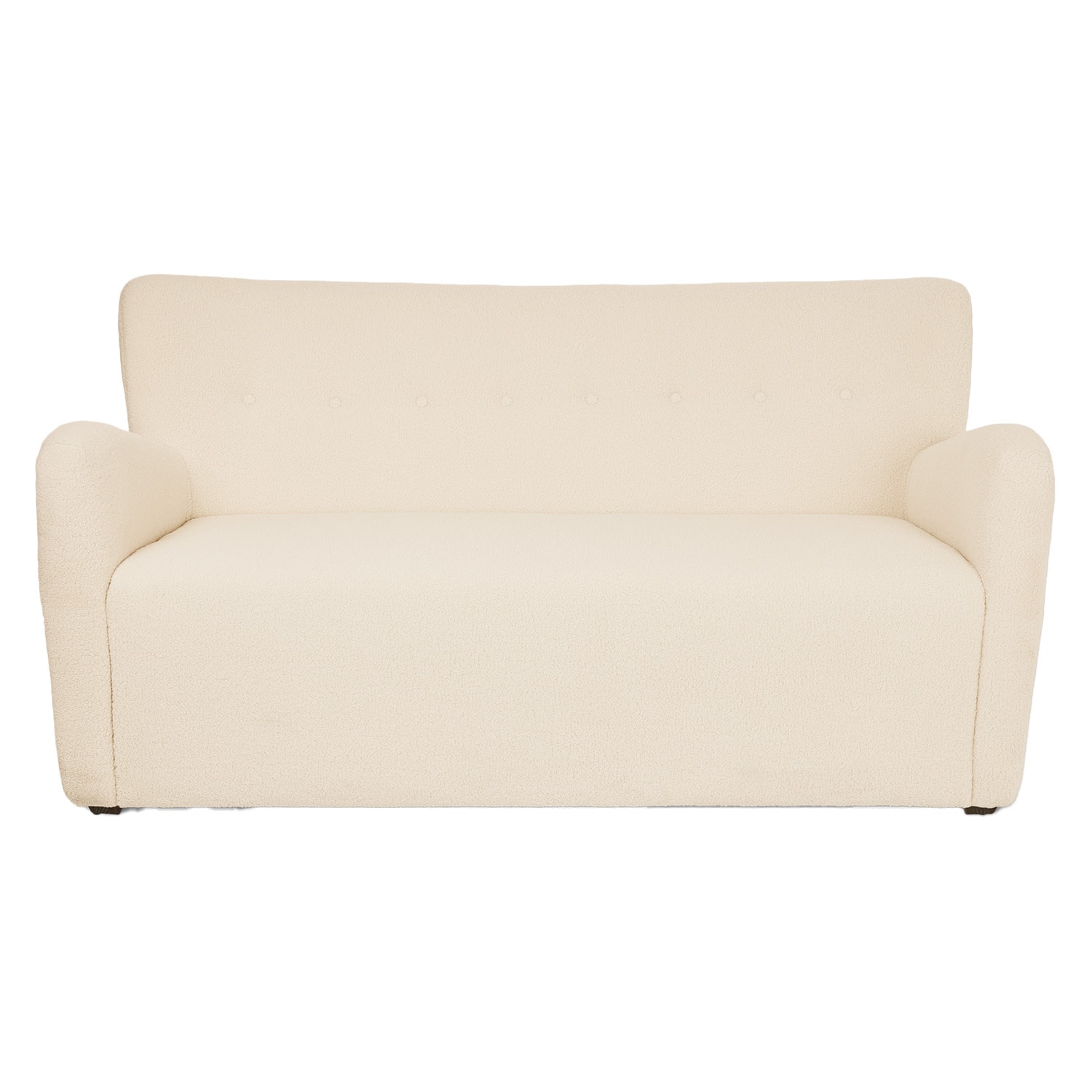 Divano beige in tessuto bouclé morbido, comodo divano per soggiorno, design moderno