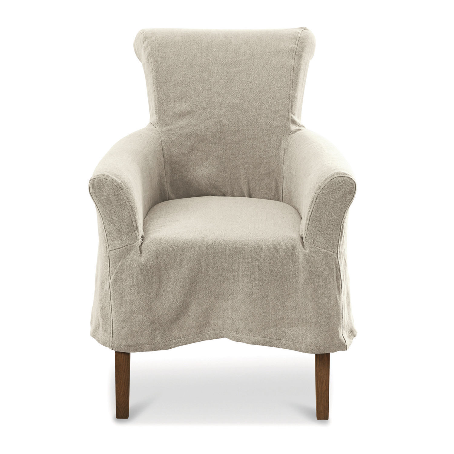 beige Poltrona Amherst beige in tessuto con gambe in legno, comodo arredo per soggiorno