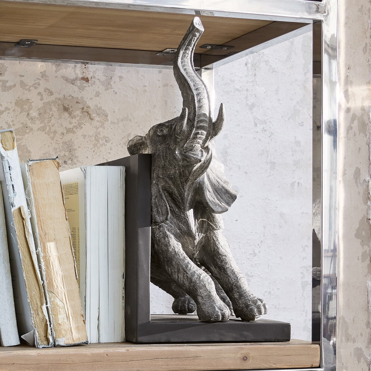 Coppia di reggilibri Elephants