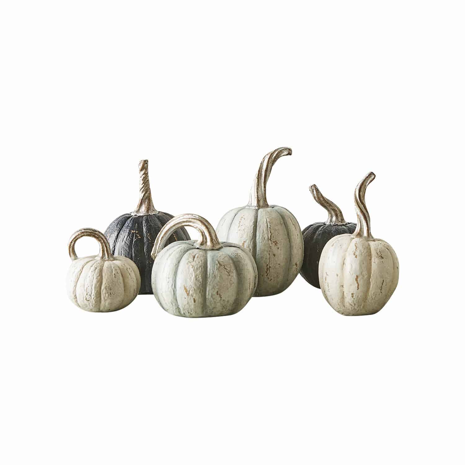 Set di 6 zucche decorative Yokane Set di zucche decorative bianche e nere con texture per decorazioni autunnali d'interni