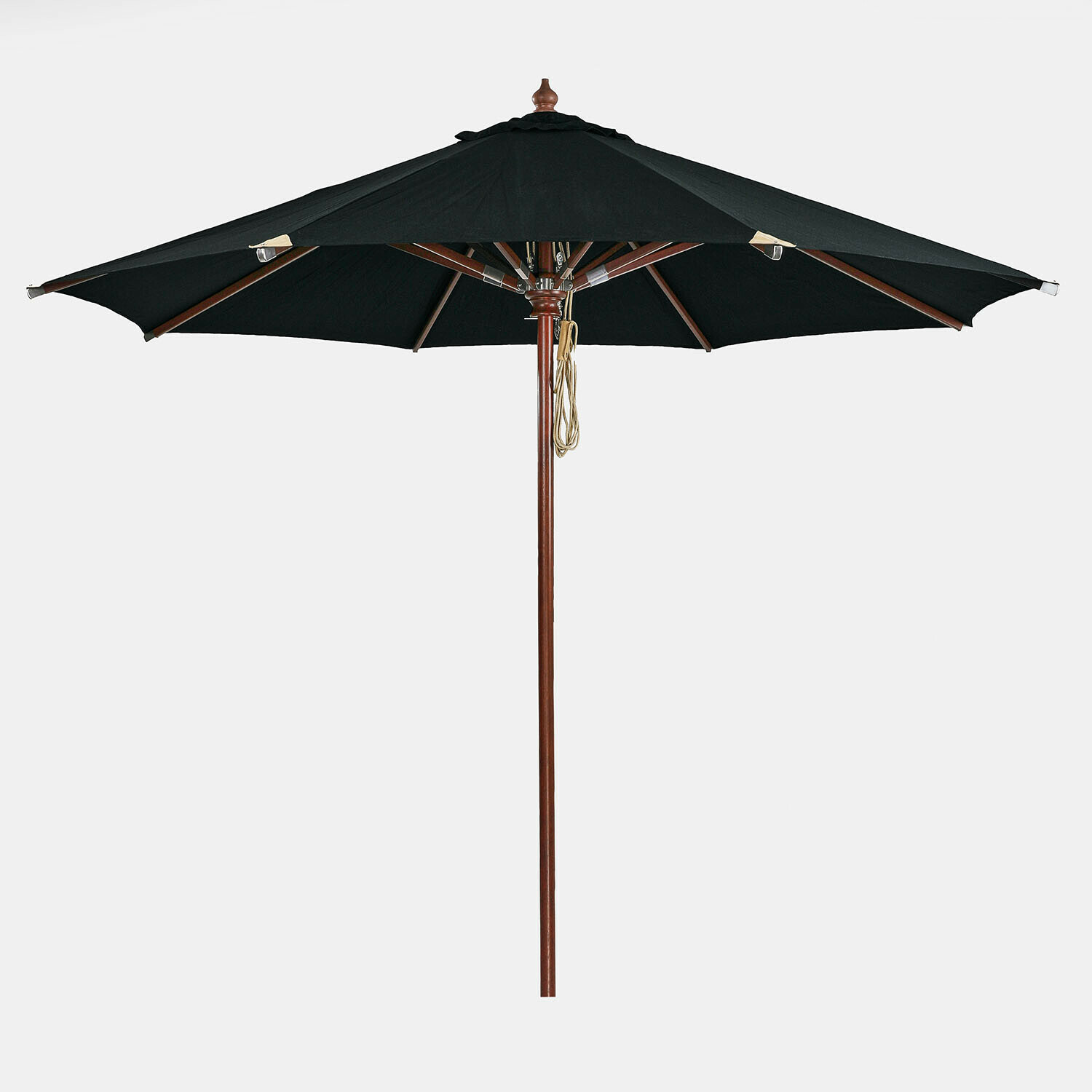 nero Ombrellone da giardino nero Brent con palo in legno, protezione solare ideale per terrazza e giardino