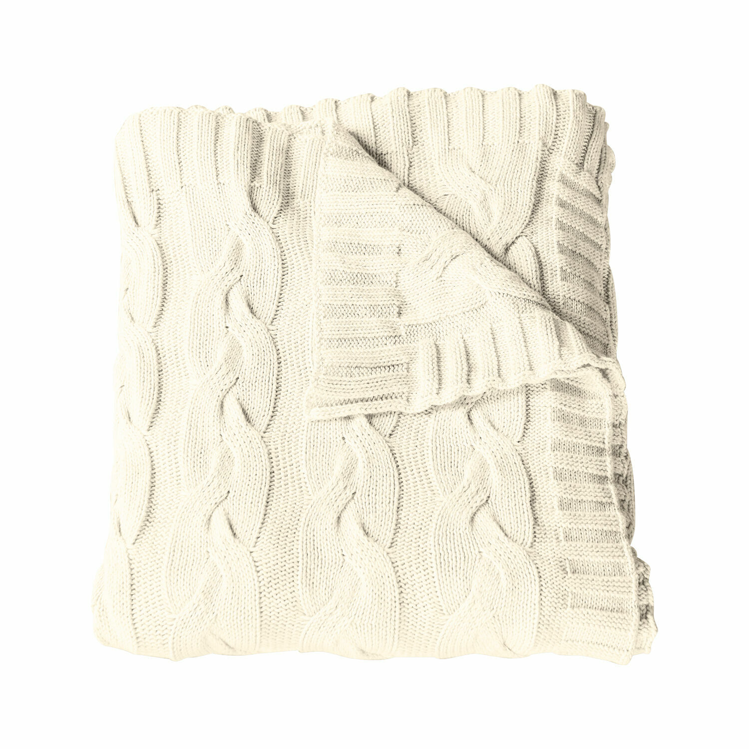 Coperta Arnhem Coperta crema lavorata a maglia con trecce, morbida, ideale per un ambiente accogliente e decorazioni