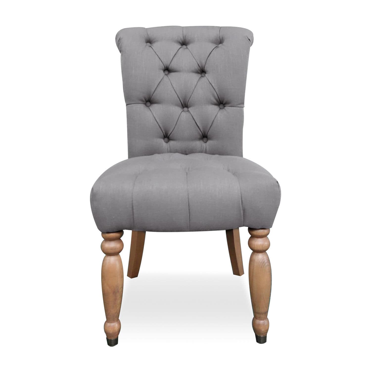 Sedia Claville grigia imbottita con gambe in legno, mobile elegante per soggiorno e sala da pranzo