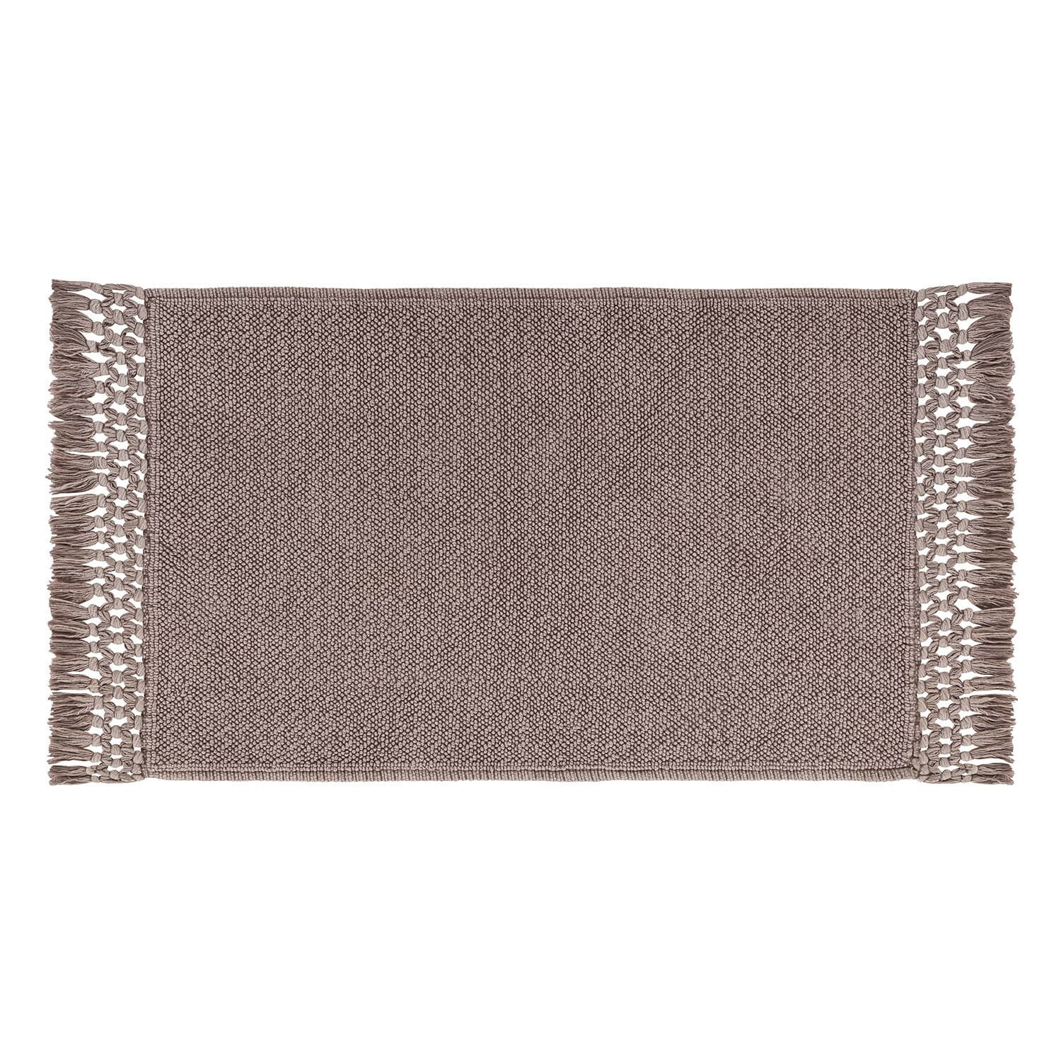 Tappetino da bagno grigio Faelwyn in materiale morbido con frange decorative ai lati
