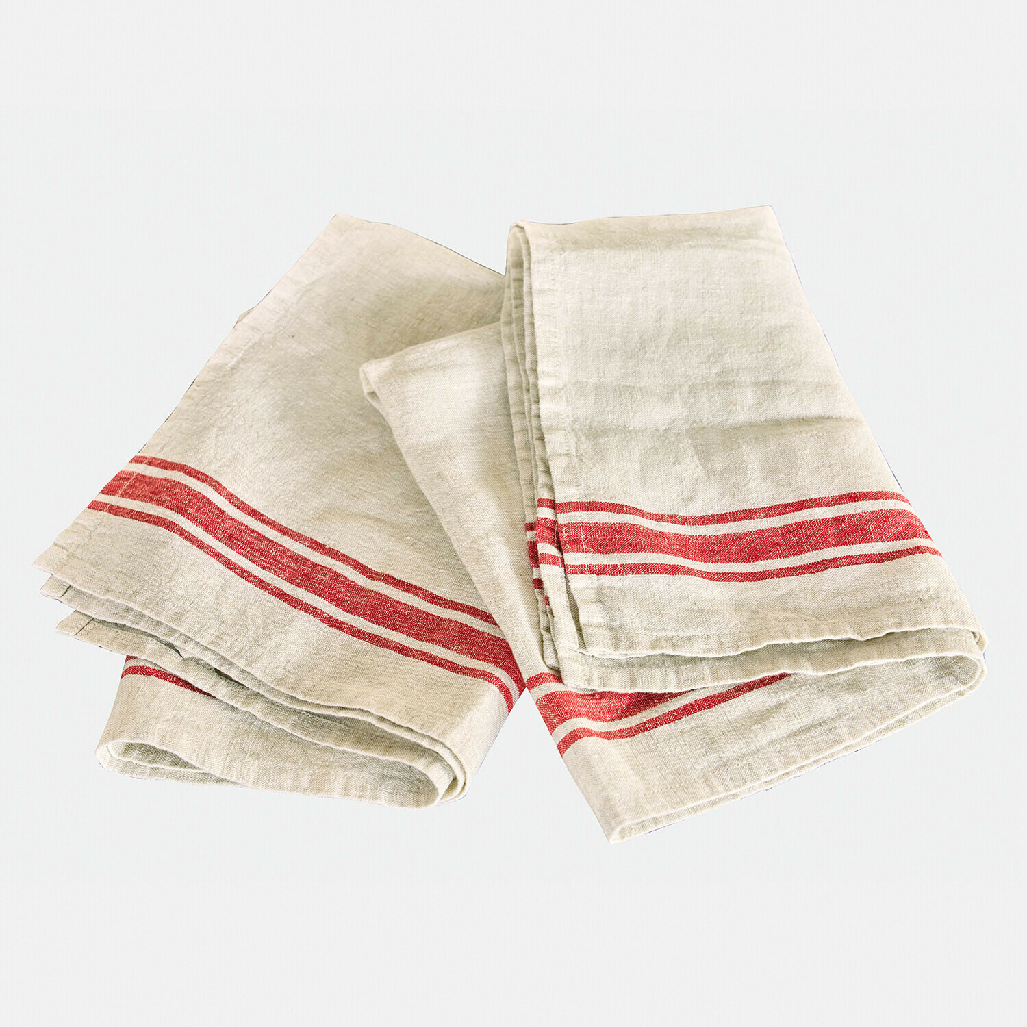 Coppia di canovacci Norisse Strofinacci in lino colore naturale con strisce rosse, resistenti e funzionali