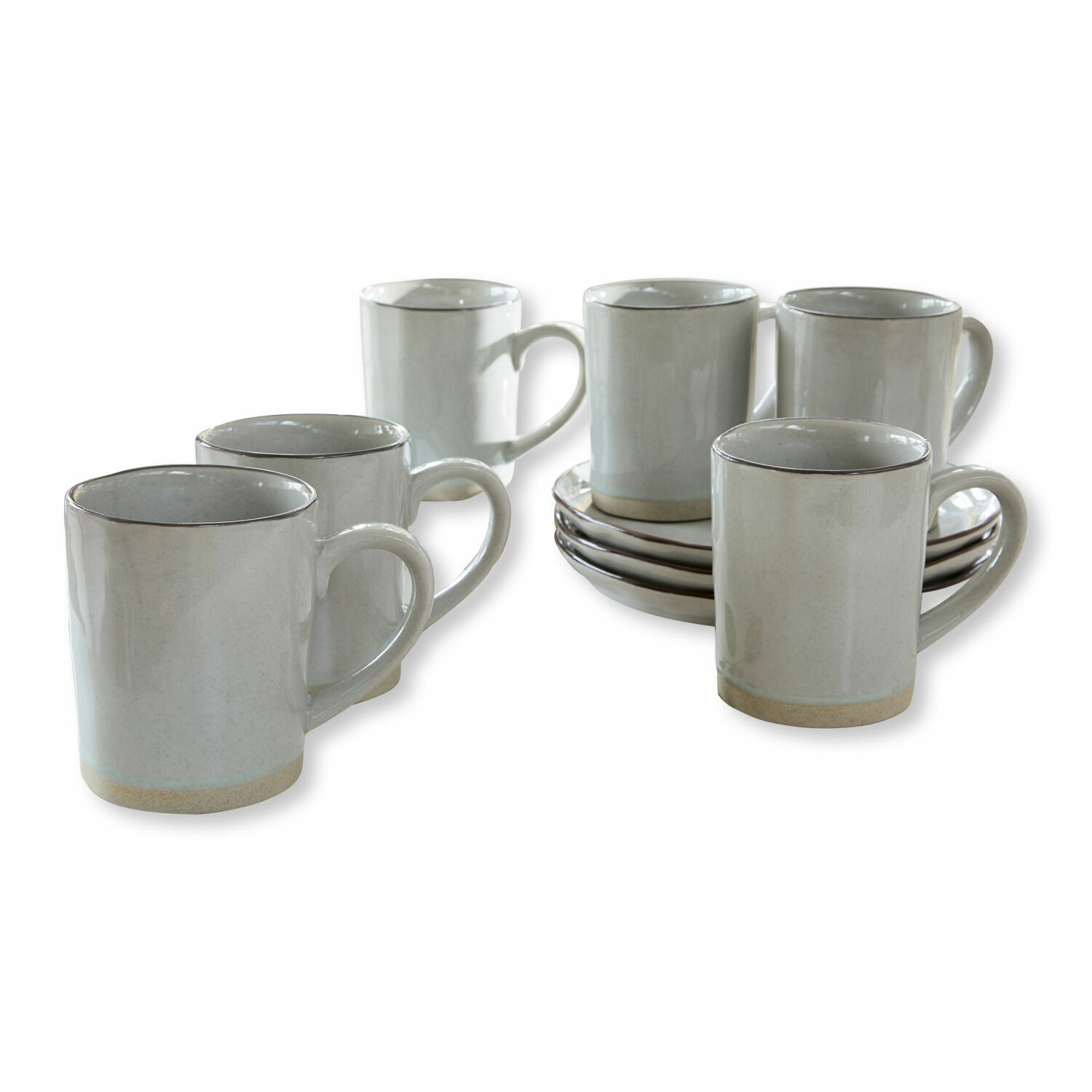 Set di 6 tazze Biarré Set di sei tazze in ceramica bianca con piattini per caffè o tè