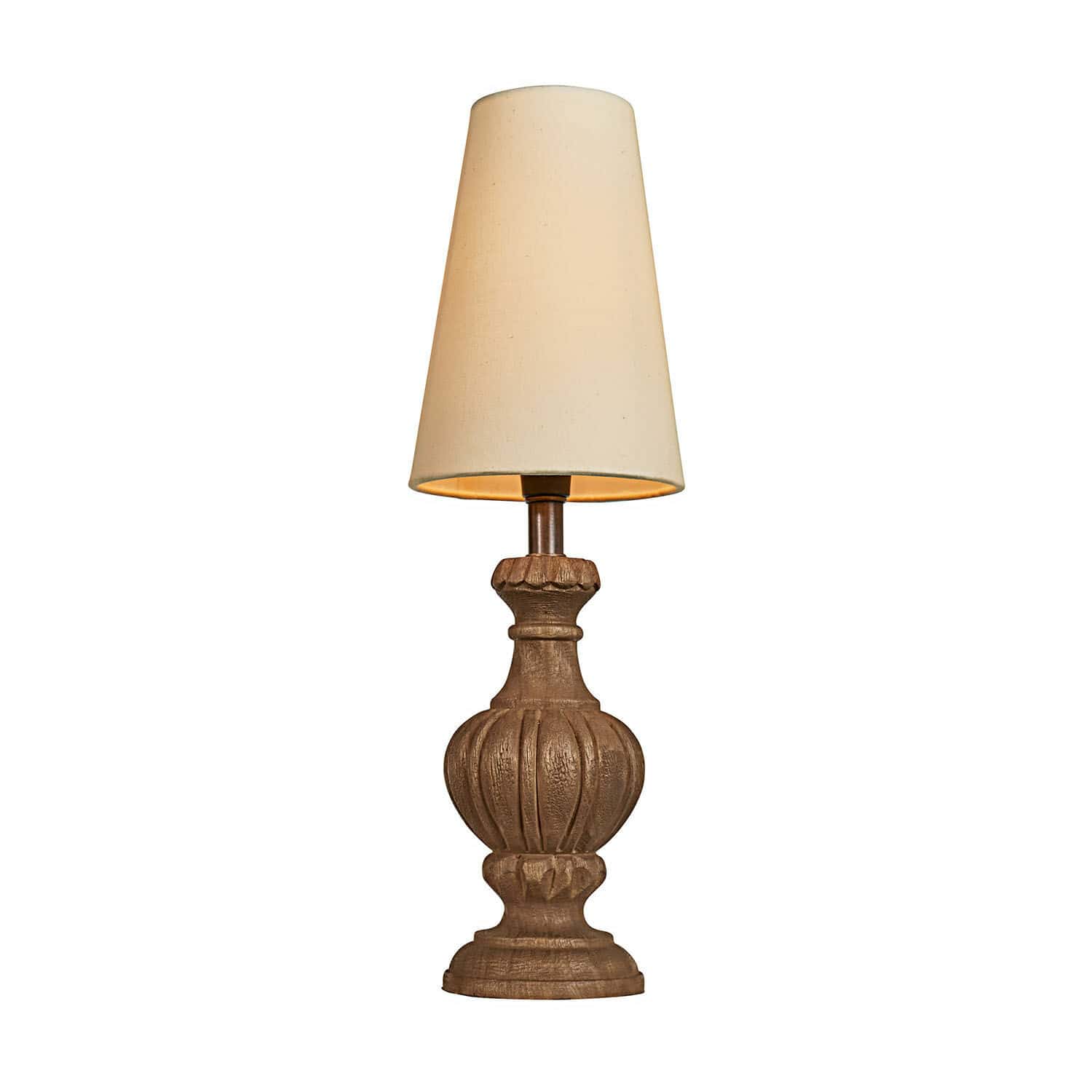 Lampada da tavolo Airoux Lampada da tavolo con base in legno intagliato e paralume crema, illuminazione decorativa per soggiorno