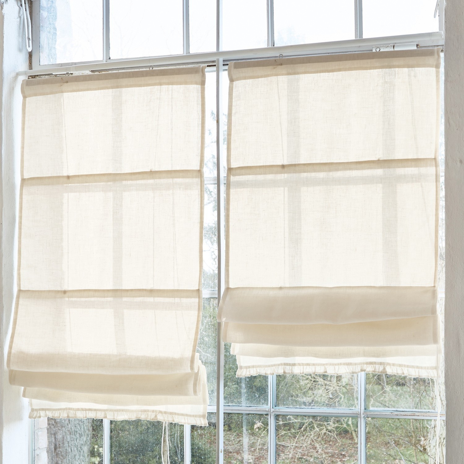 Tenda a pacchetto Dercy Tende a rullo romane beige in lino leggero alla finestra, decorazione d'interni e protezione solare