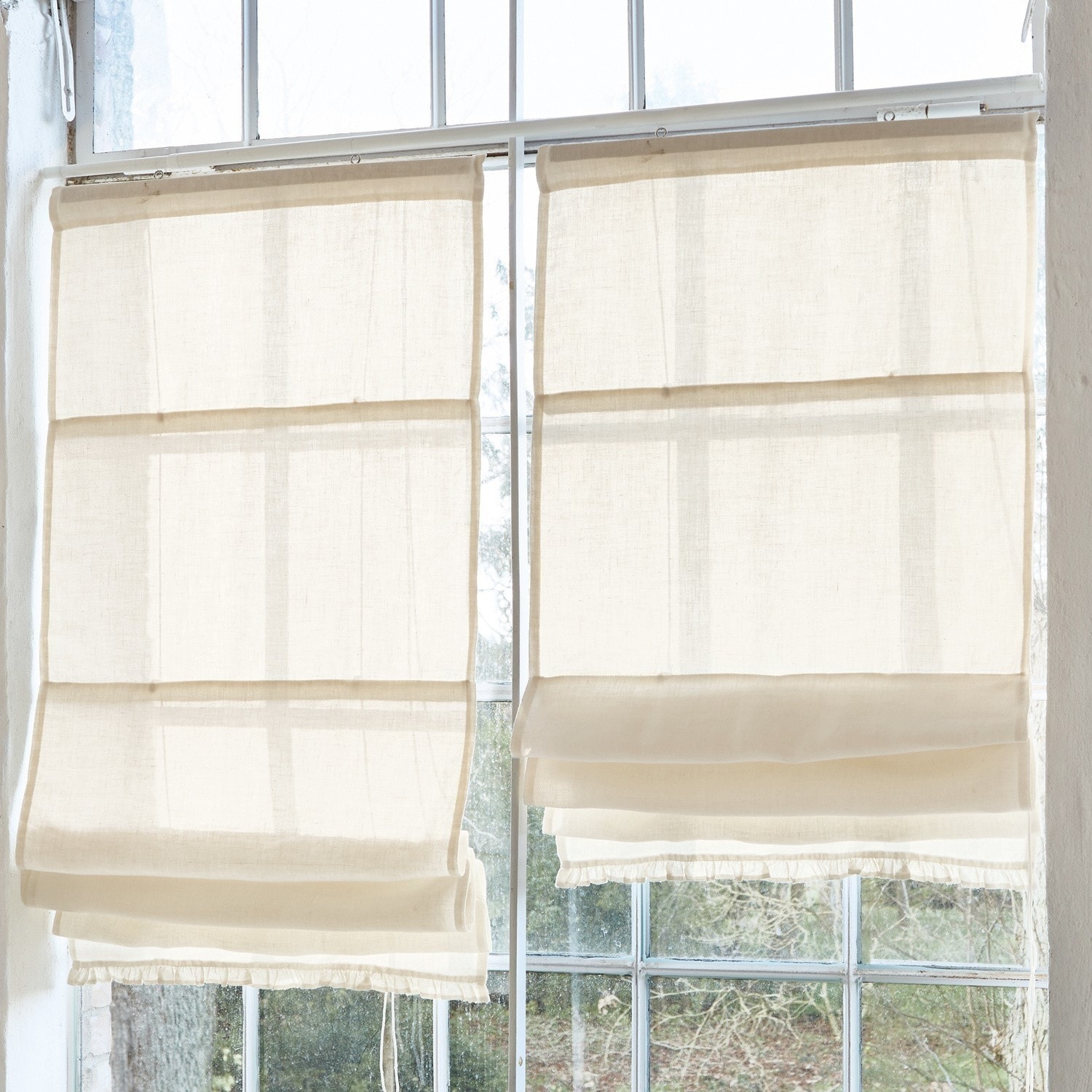 Tenda a pacchetto Dercy Tende a rullo romane beige in lino leggero alla finestra, decorazione d'interni e protezione solare