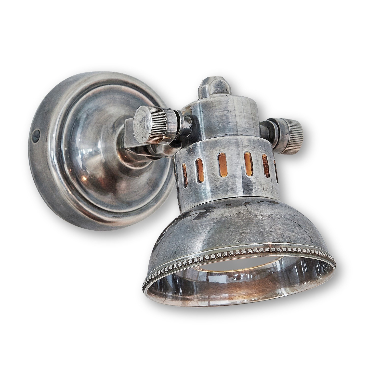 Lampada da parete Rachelle Applique da parete in metallo argento con paralume regolabile, illuminazione interna
