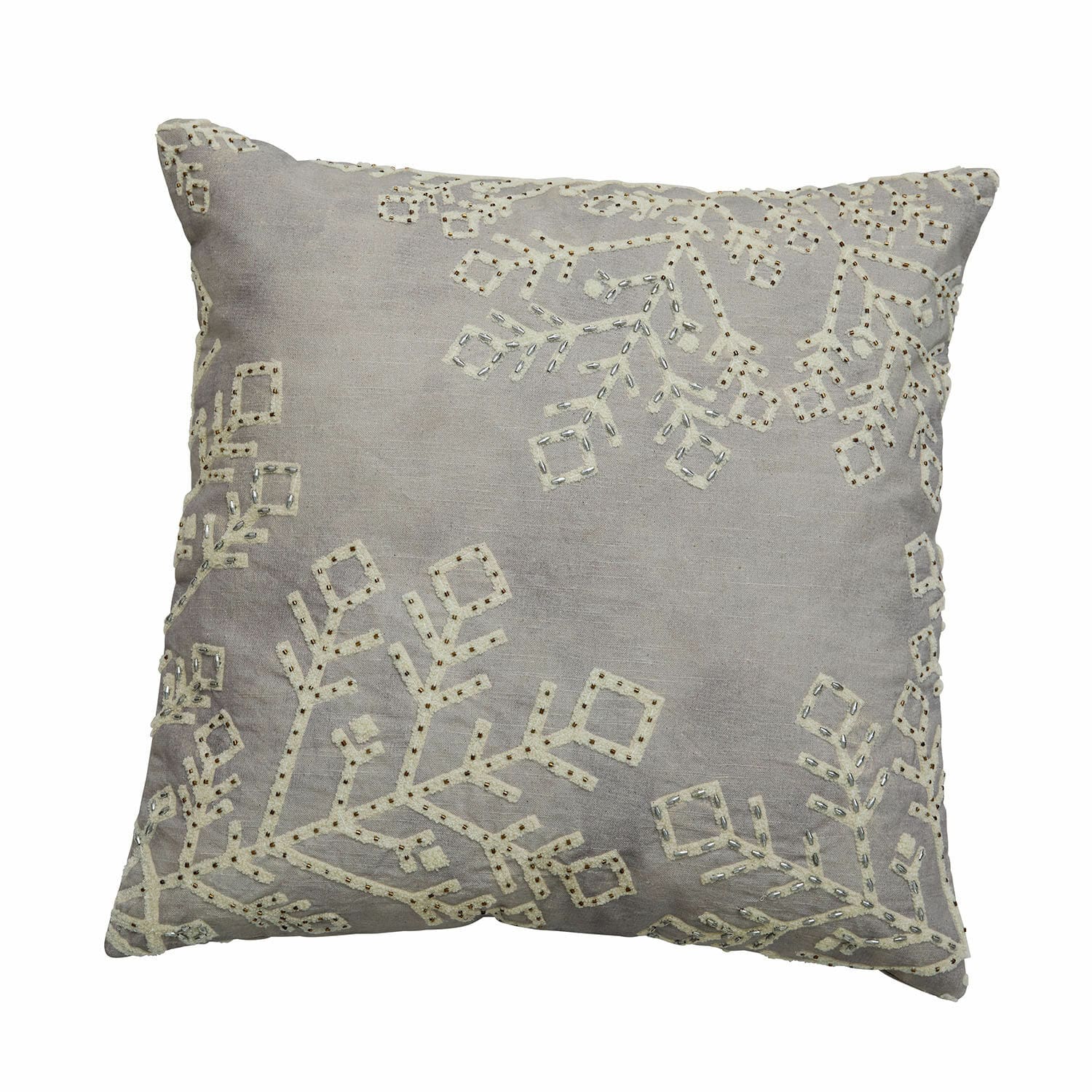 Copricuscino Halezan Cuscino decorativo grigio con motivo ricamato a rami, tessuto morbido, accessorio per soggiorno