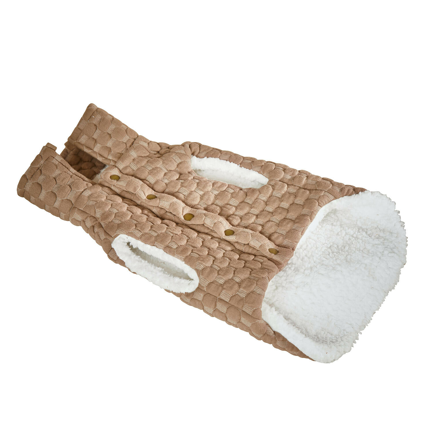 Cappotto per cani Cranley Giacca trapuntata beige per cane con morbida fodera bianca, abbigliamento caldo per animali domestici