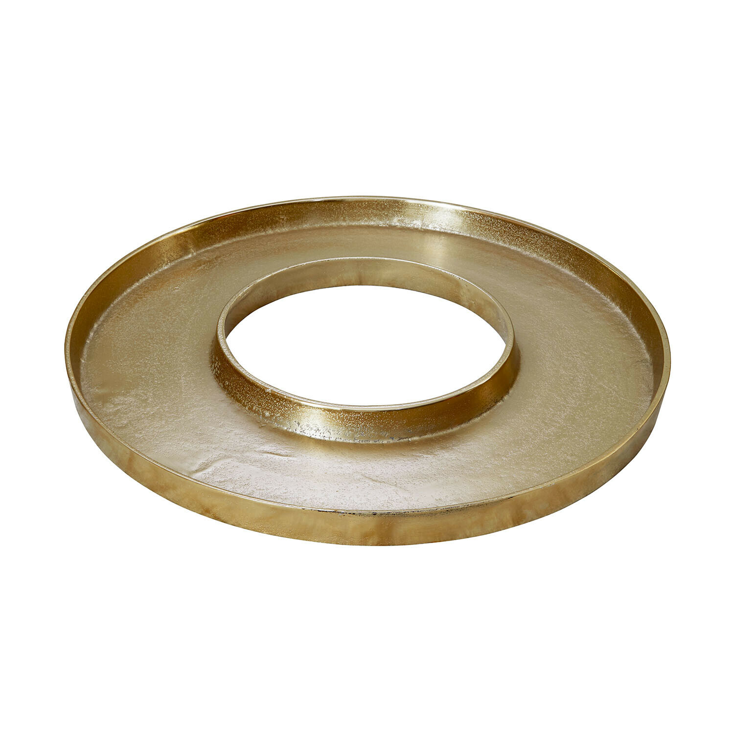 Vassoio per candele Velarosas Vassoio decorativo rotondo in metallo dorato con foro centrale, accessorio elegante per la casa