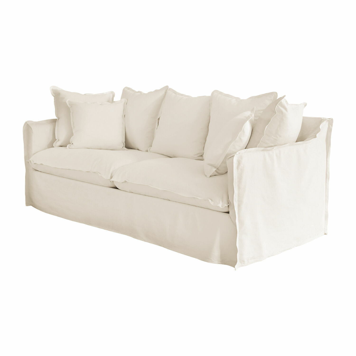 Divano Tienen Divano beige in cotone con cuscini morbidi per un soggiorno confortevole ed elegante