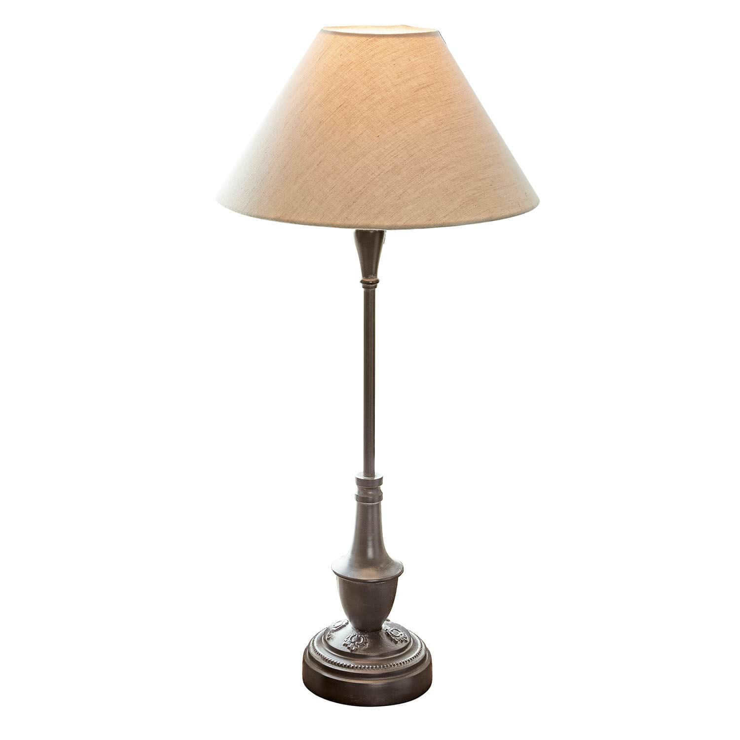 Lampada da tavolo Barnwell Lampada da tavolo classica con base in metallo e paralume beige per soggiorno