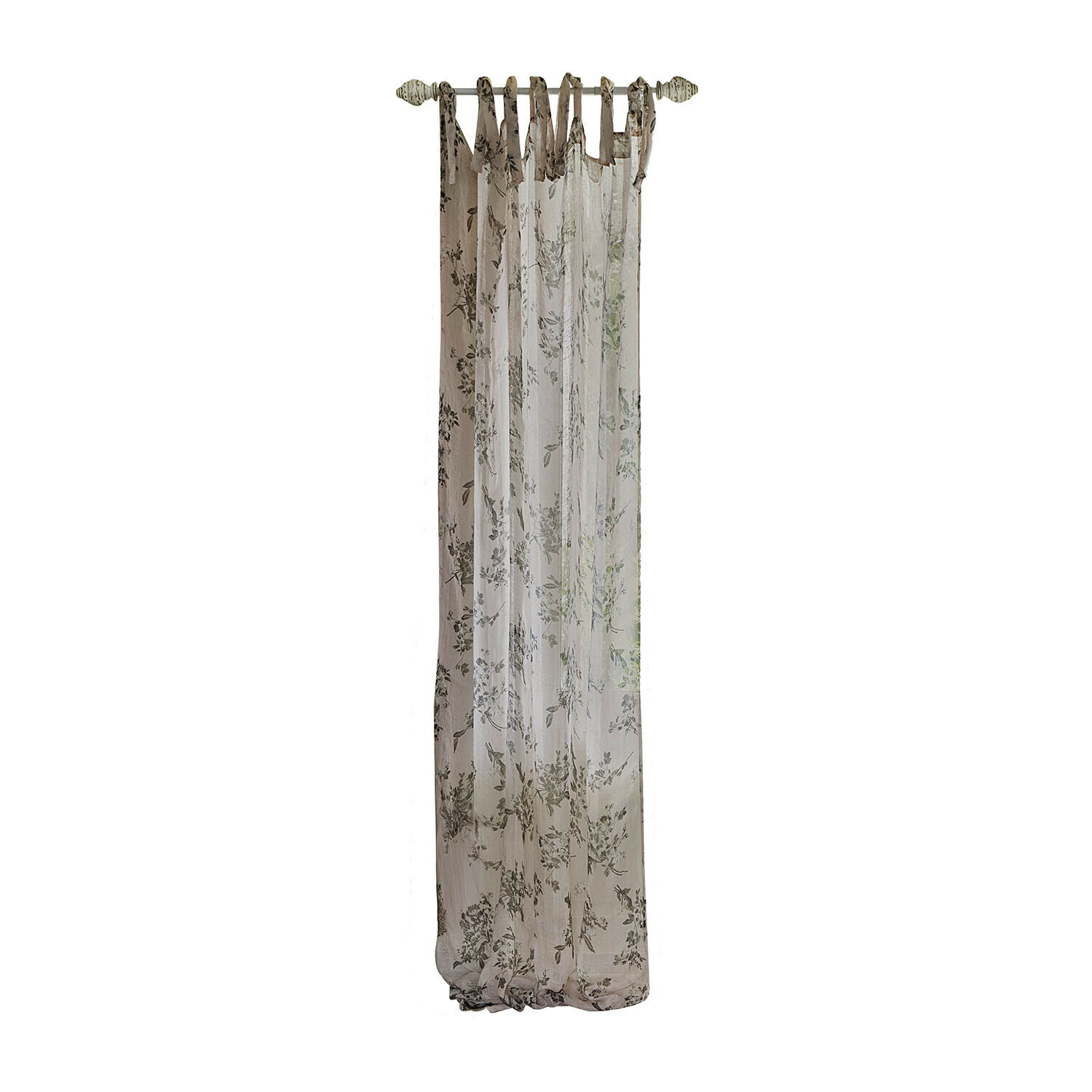 Tenda Chantrelle Tenda trasparente in cotone beige con delicato motivo floreale per decorazione finestra elegante