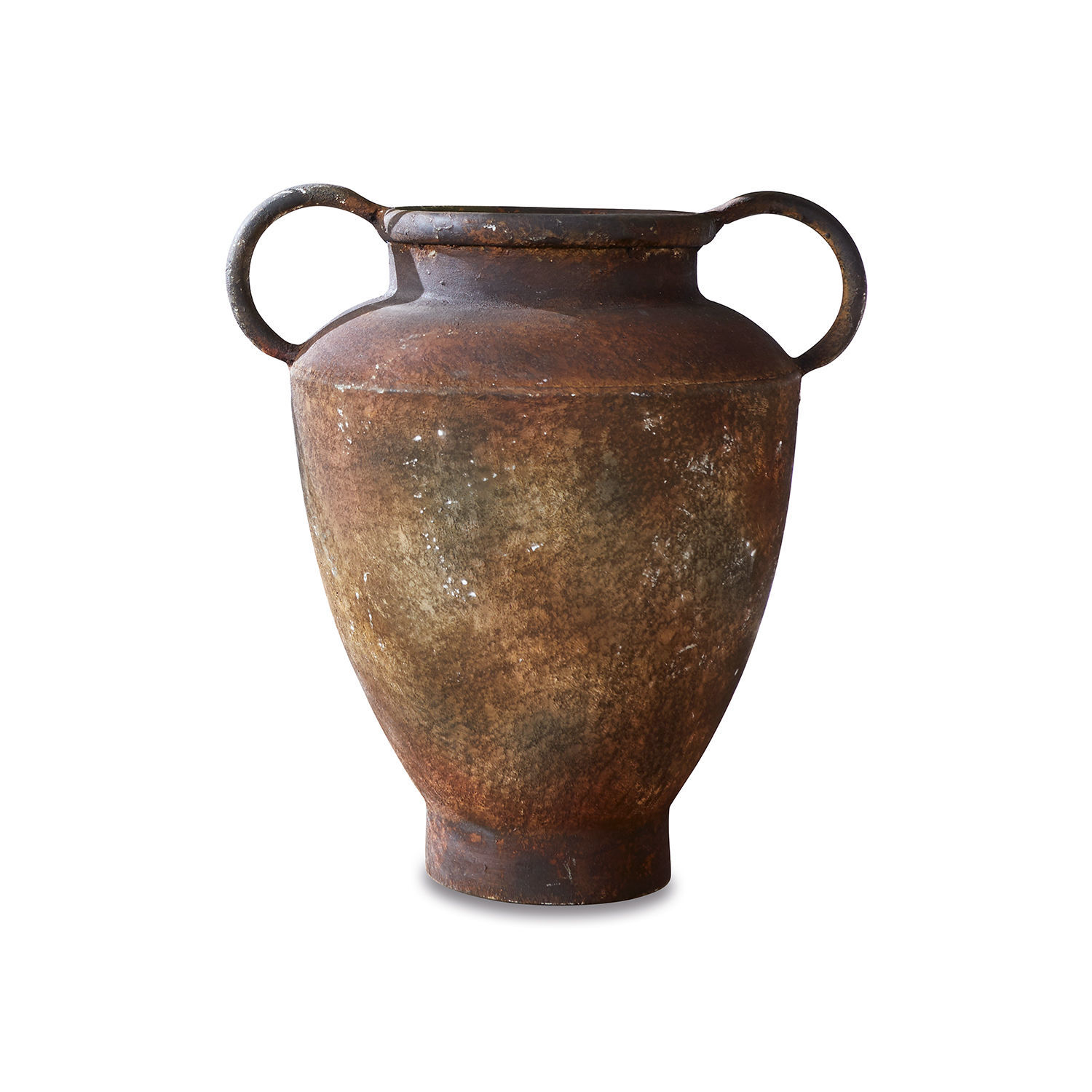 Vaso Romanus Grande vaso rustico in metallo marrone, elemento decorativo per interni o giardino