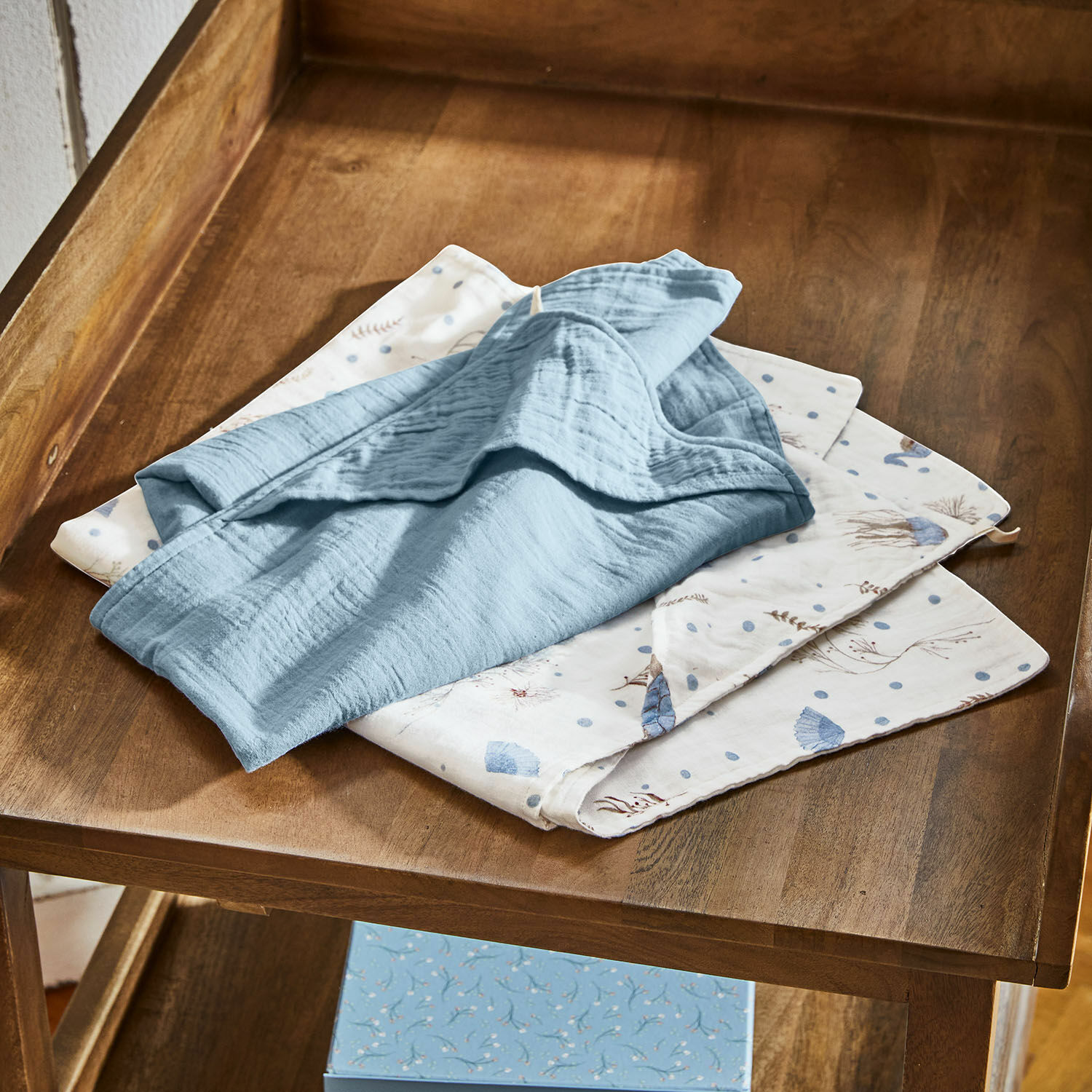 Coppia di asciugamani con cappuccio Tinkertop Panni da cucina in cotone morbido blu e bianco con stampa, accessori pratici per la casa
