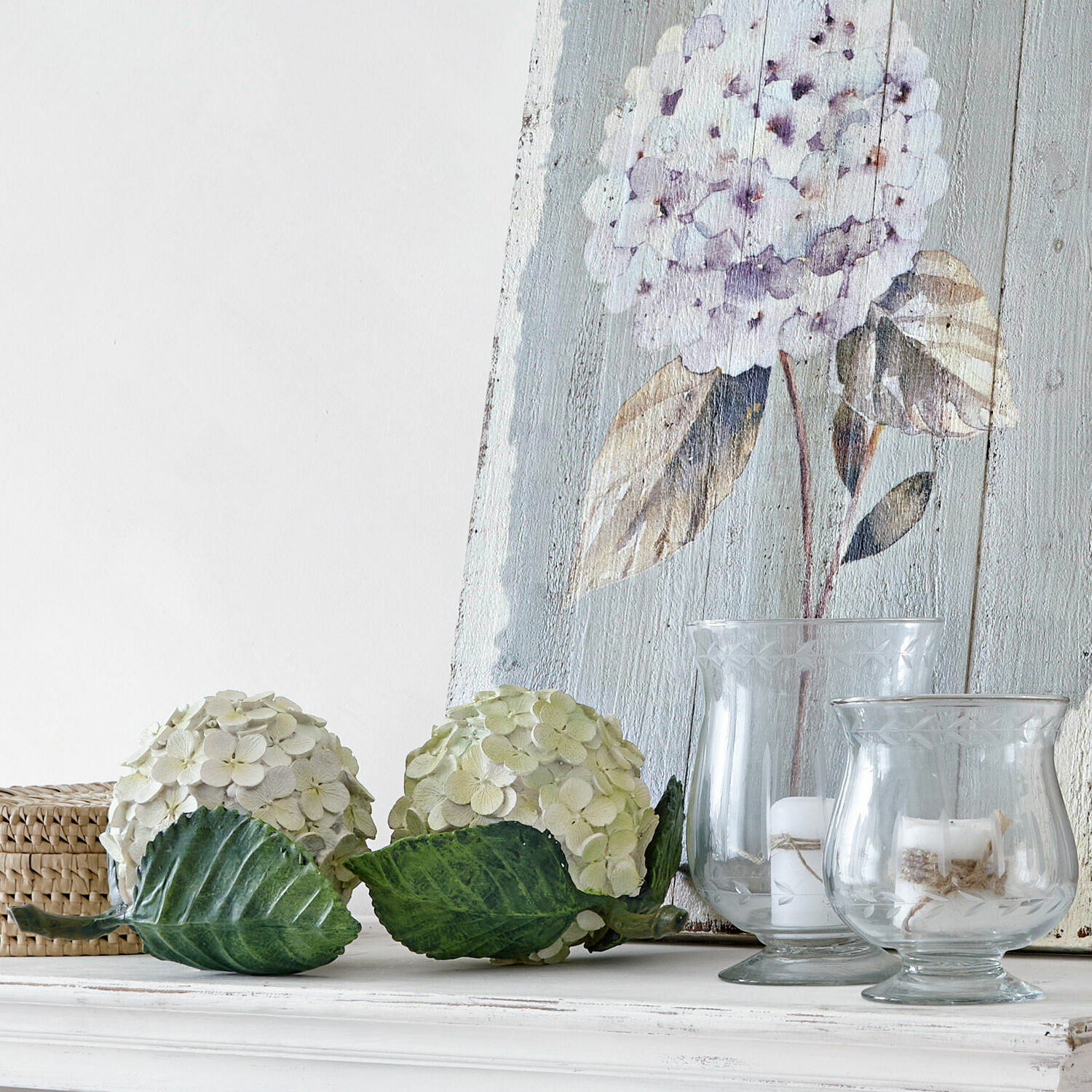 Coppia di fiori decorativi Hortensie