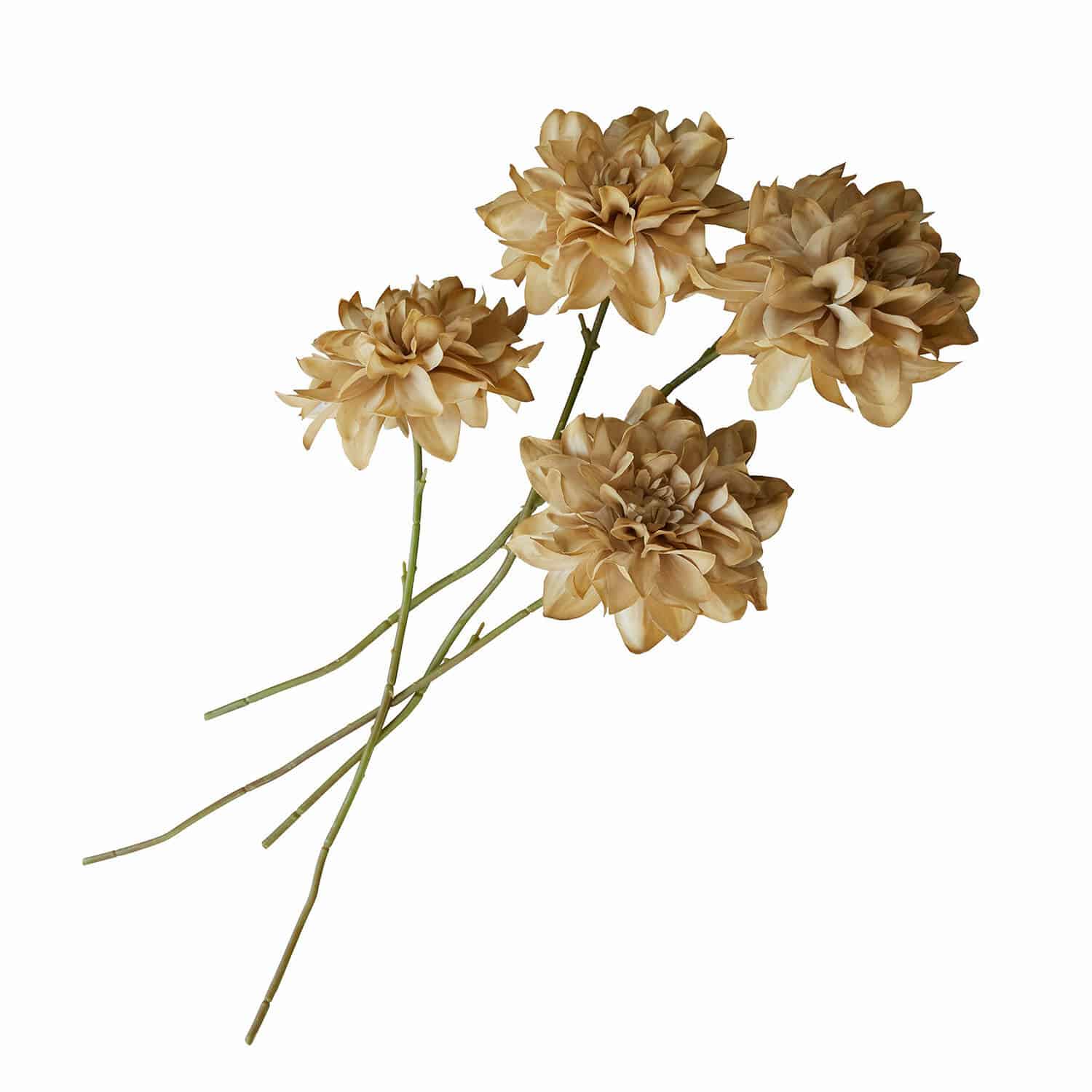 Set di 4 fiori decorativi Cappellina Fiori artificiali decorativi beige con steli verdi per arredamento d'interni elegante