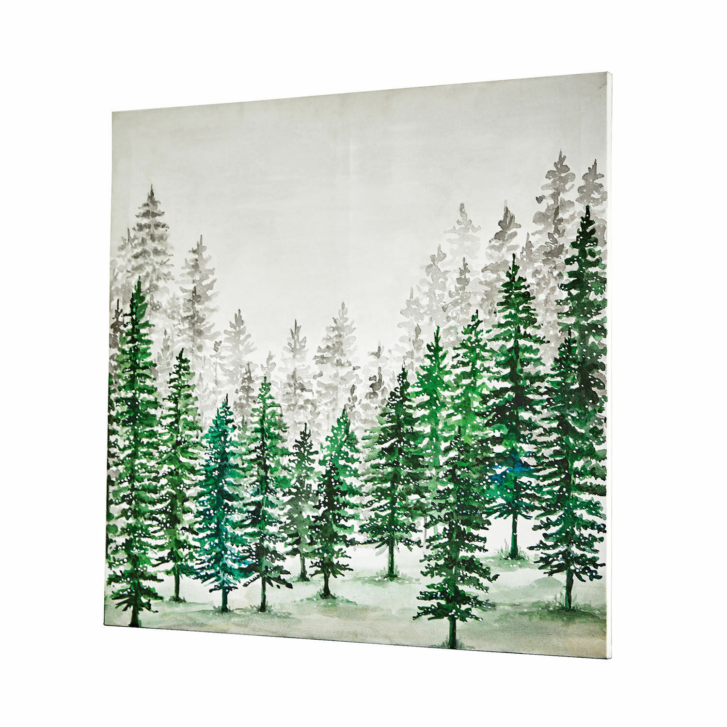 Quadro Mierta Quadro decorativo con motivo di alberi verdi e grigi su sfondo chiaro, decorazione da parete