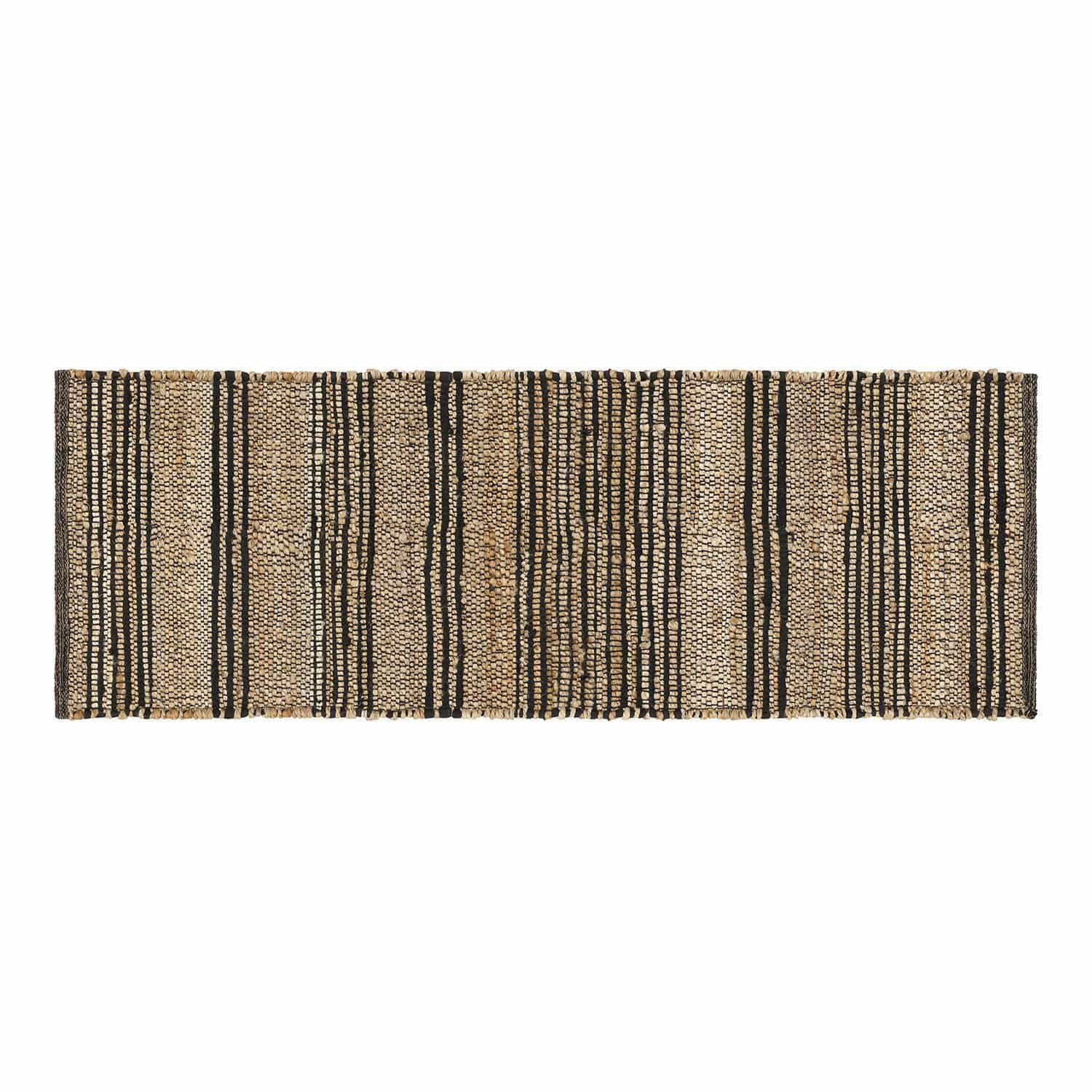 Passatoia Lantenot Tappeto in juta beige con righe nere, materiale naturale, decorazione per pavimenti