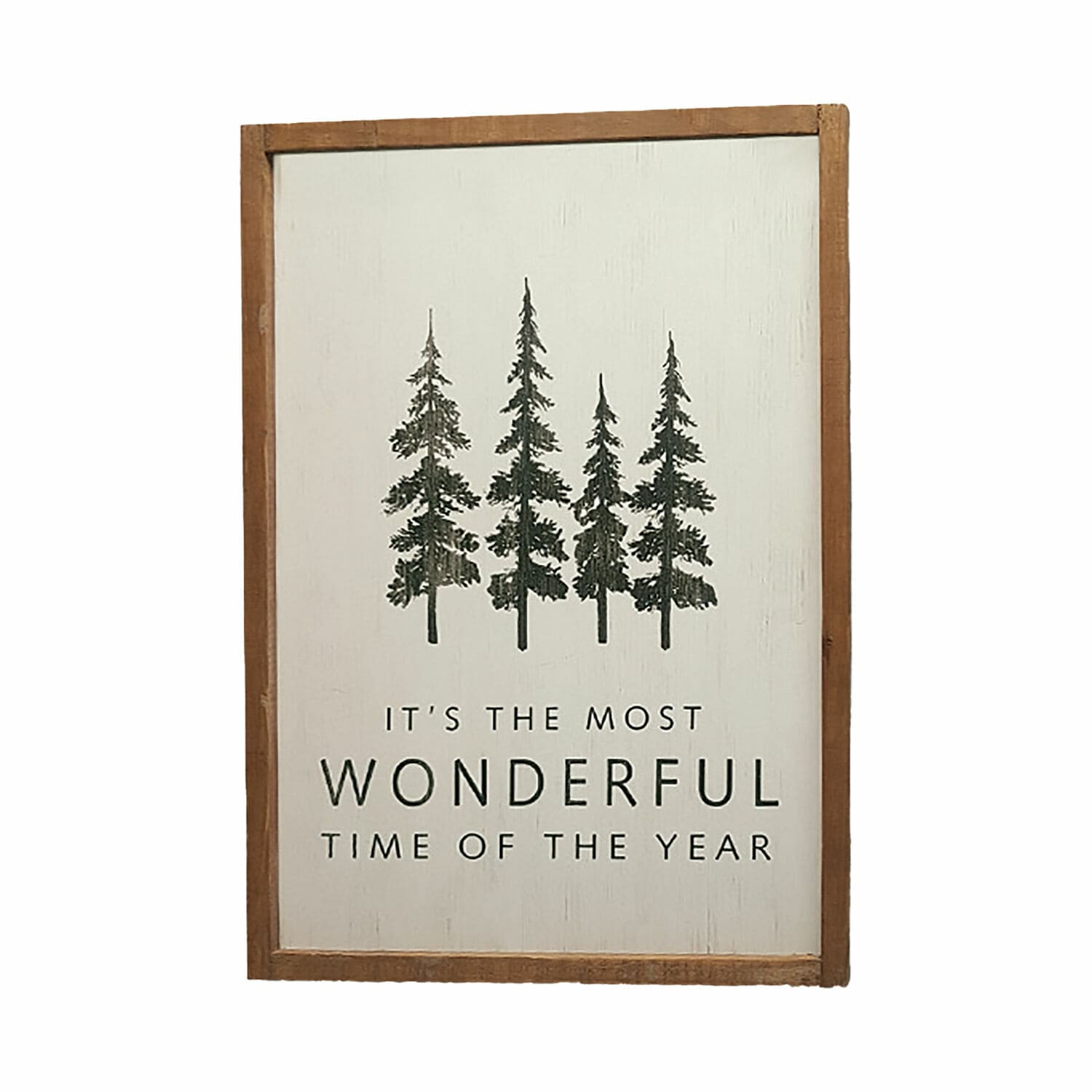 Quadretto decorativo Wonderful Decorazione da parete in legno con scritta e disegno di alberi in colori naturali per interni.