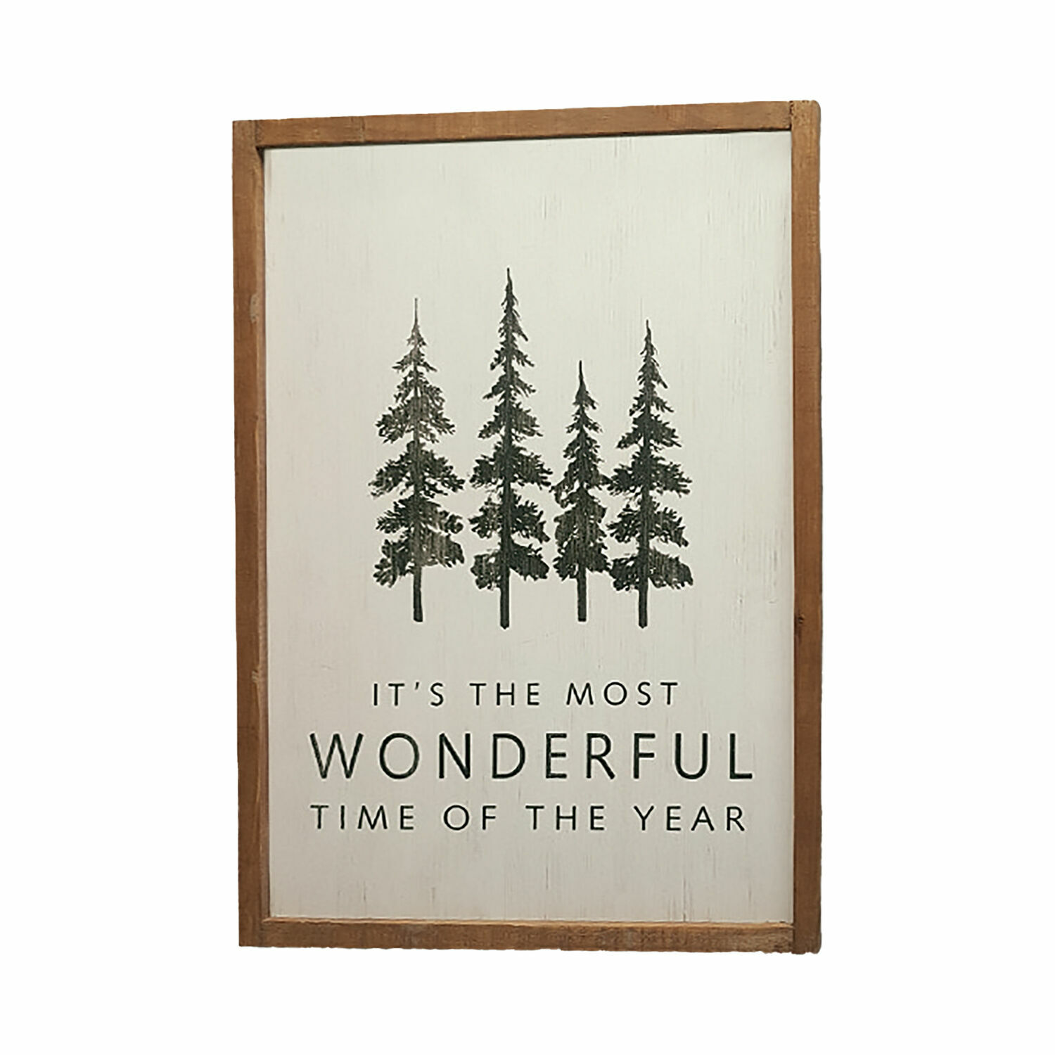 Quadretto decorativo Wonderful Decorazione da parete in legno con scritta e disegno di alberi in colori naturali per interni.