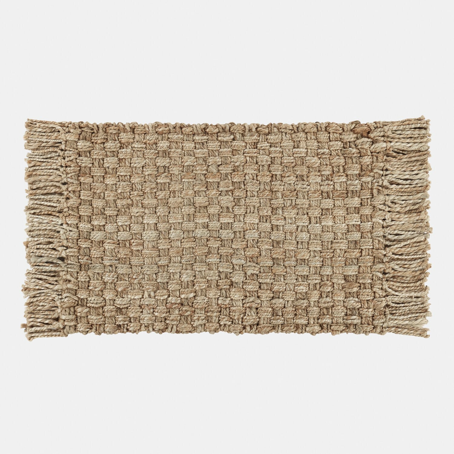 Stuoino Moody Tappeto intrecciato a mano in juta naturale beige con frange, decorazione per interni e pavimenti