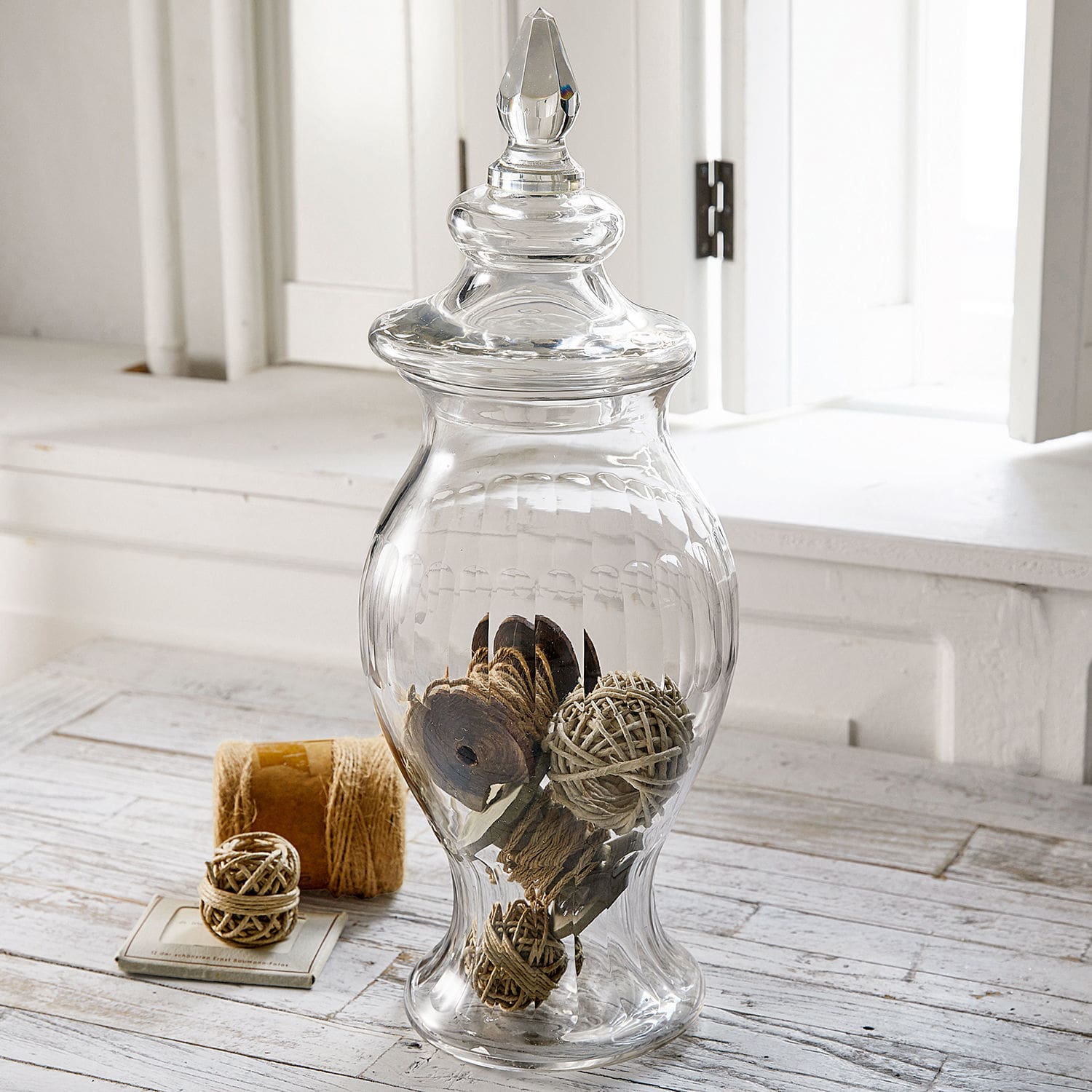 Barattolo in vetro Marquhis Vaso in vetro trasparente con coperchio e decorazione rustica, accessorio per la casa