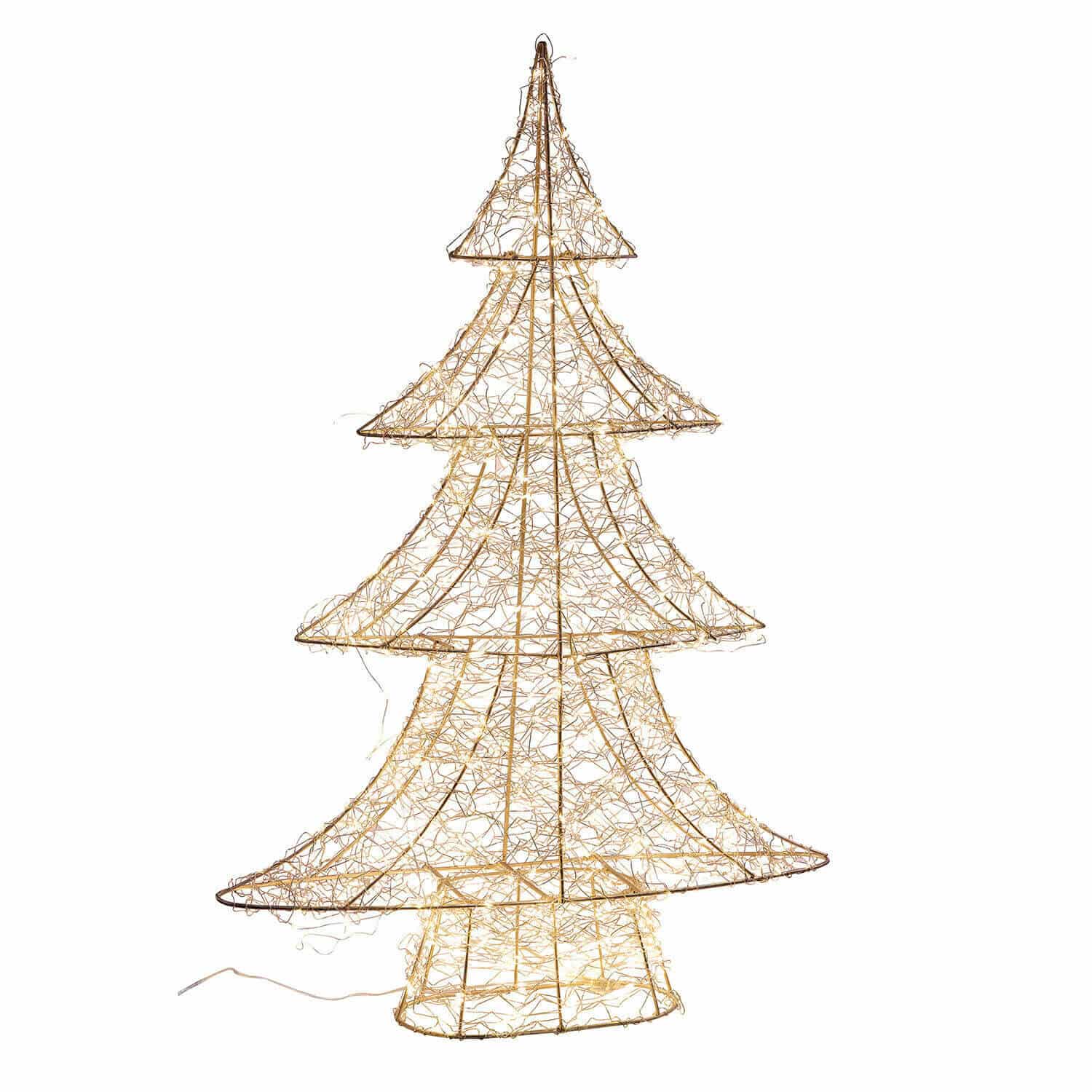 Alberello con luci a LED Vivetelle Albero di Natale decorativo in metallo con luci LED bianche calde, decorazione festiva
