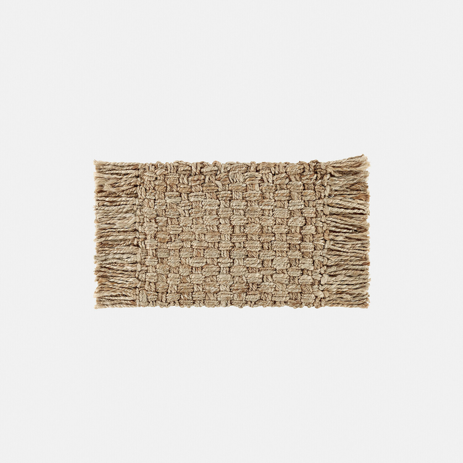 Stuoino Moody Tappeto in juta naturale beige con frange ai lati, resistente e decorativo per la casa