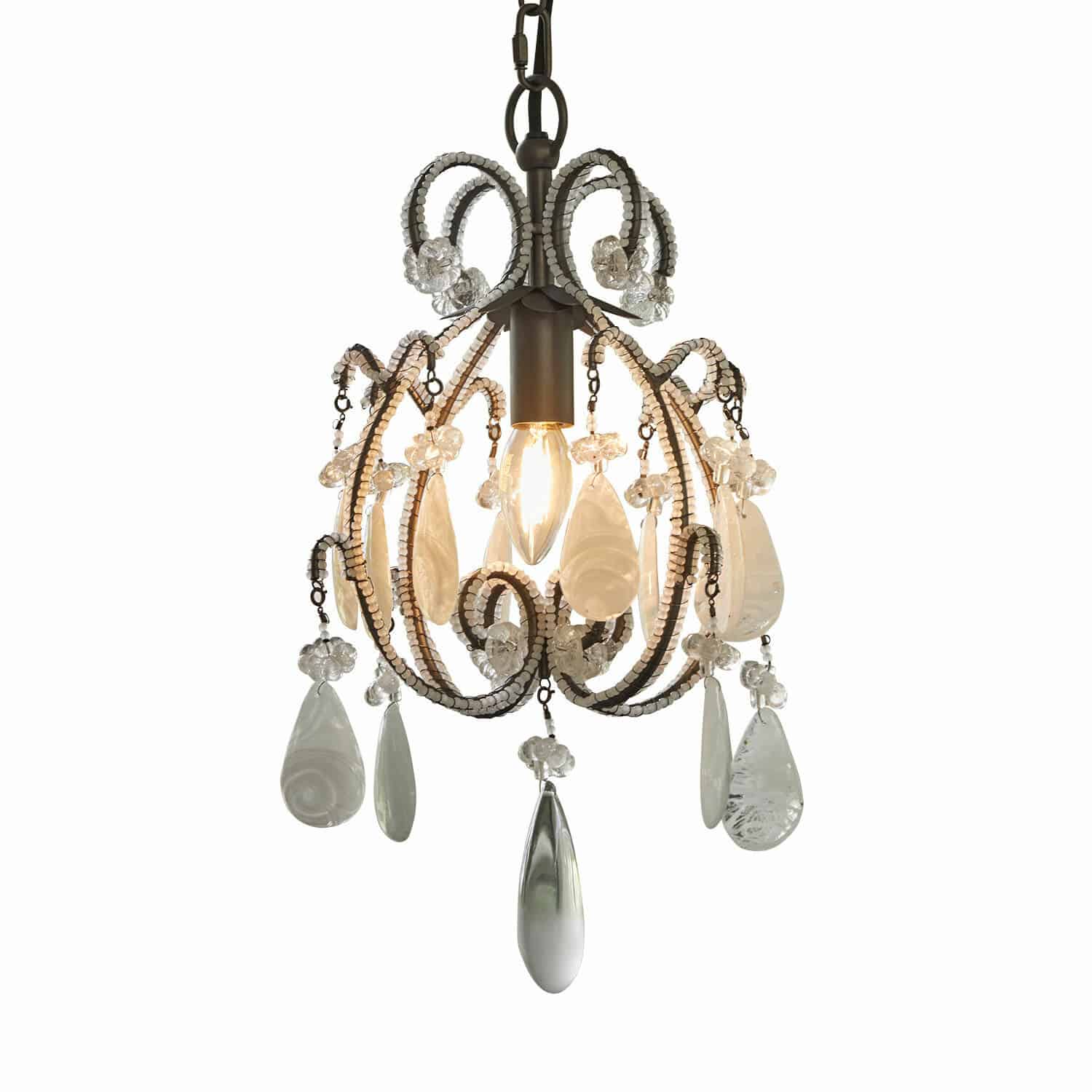 Lampada a sospensione Calistron Lampadario in metallo con pendenti in cristallo trasparente, lampada decorativa da soffitto