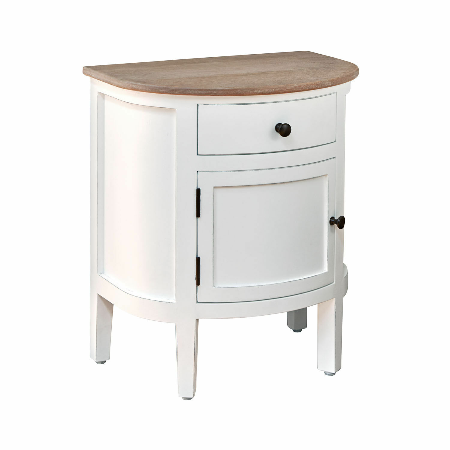 Comodino Arvelin bianco in legno con cassetto e ripiano, piano naturale, mobile da camera