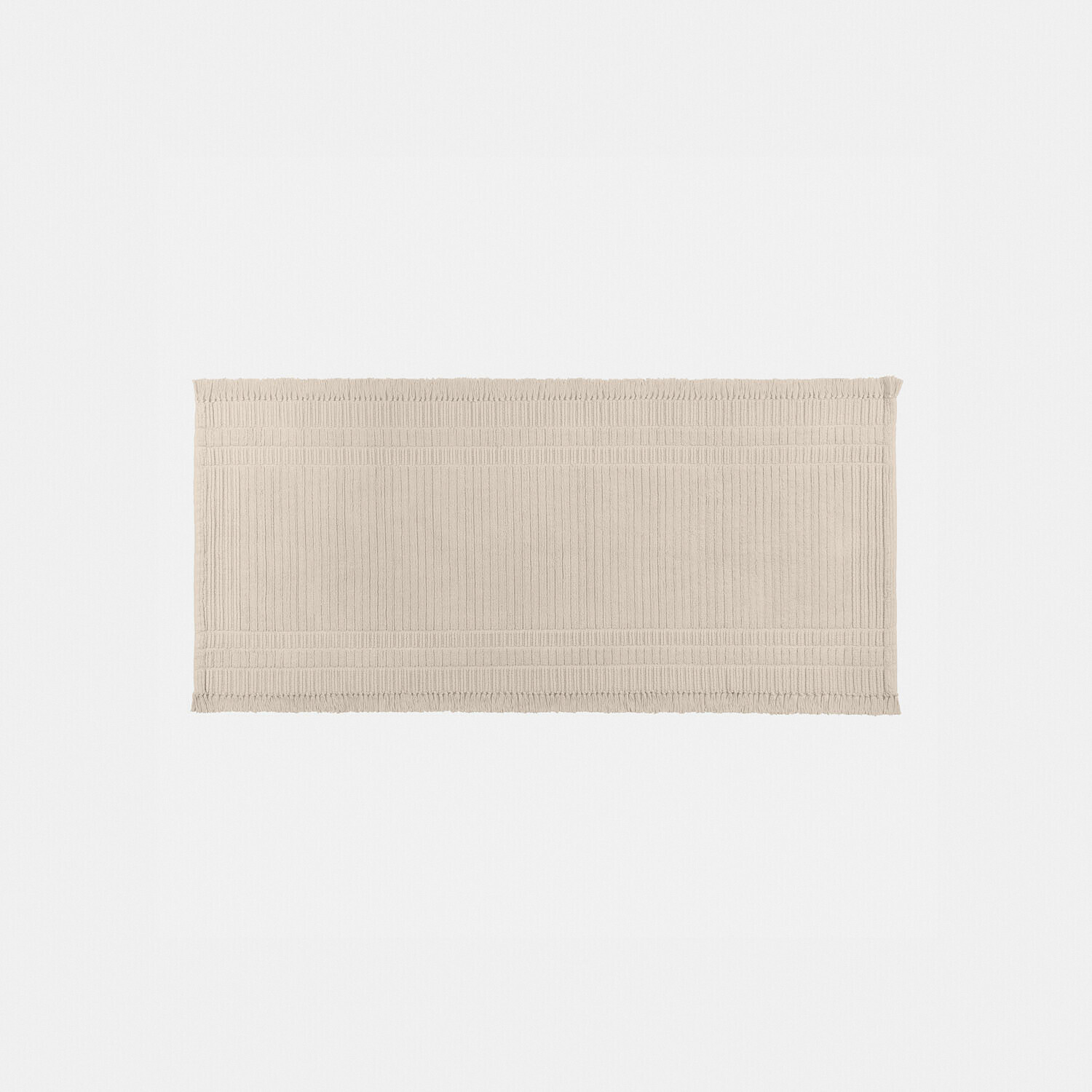 Passatoia Clairenne Tappetino da bagno beige in cotone con motivo delicato e frange ai bordi per bagno